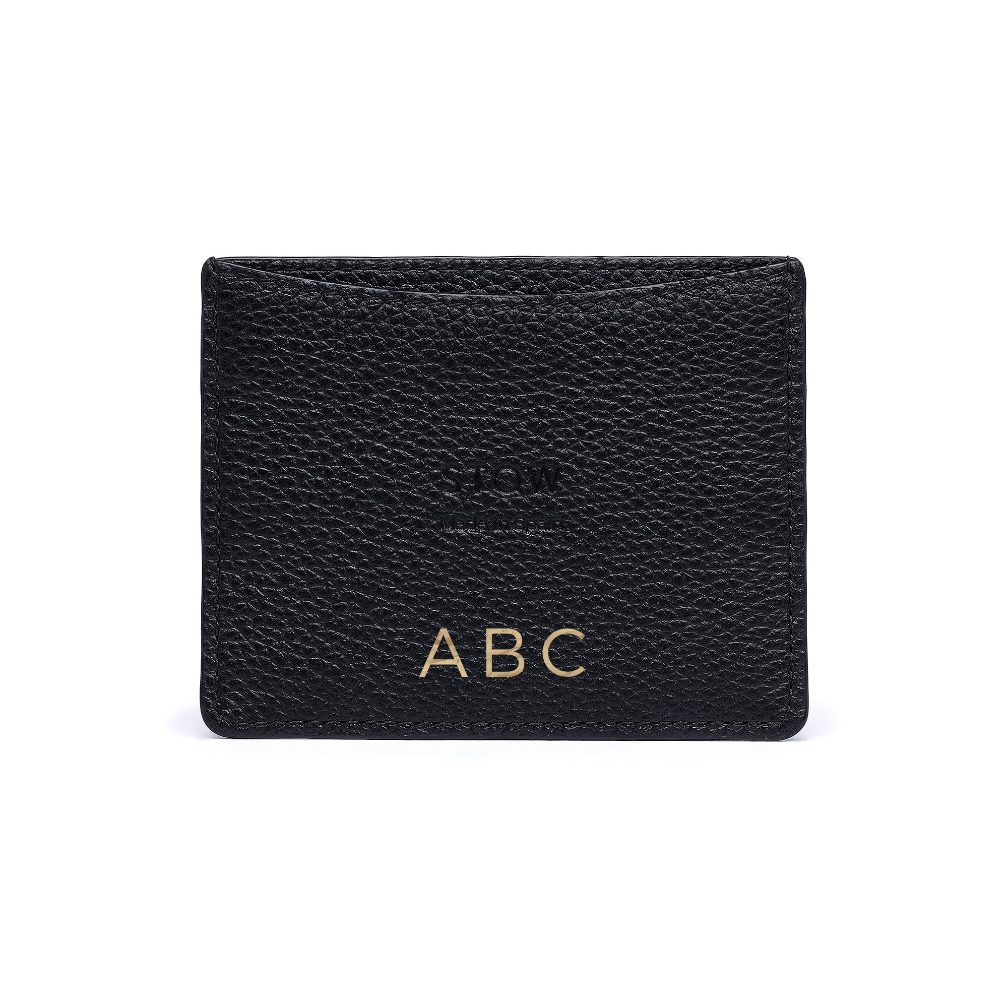 STOW London Leather Cardholder in Black colour with personalised initials.