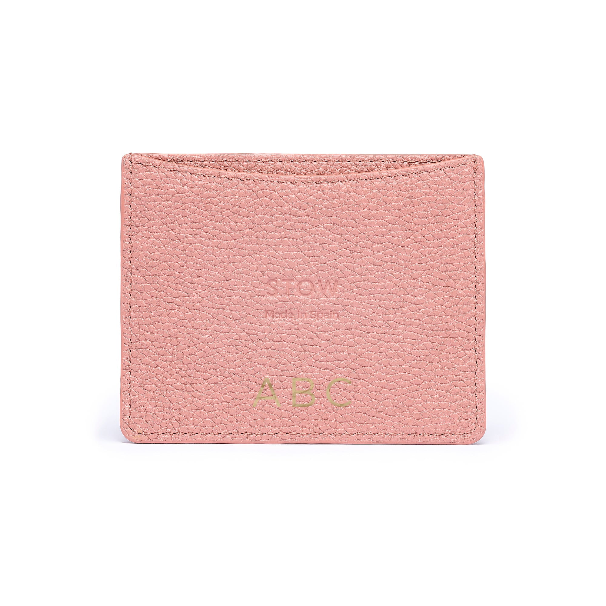STOW London Leather Cardholder in Hazy Blush colour with personalised initials.