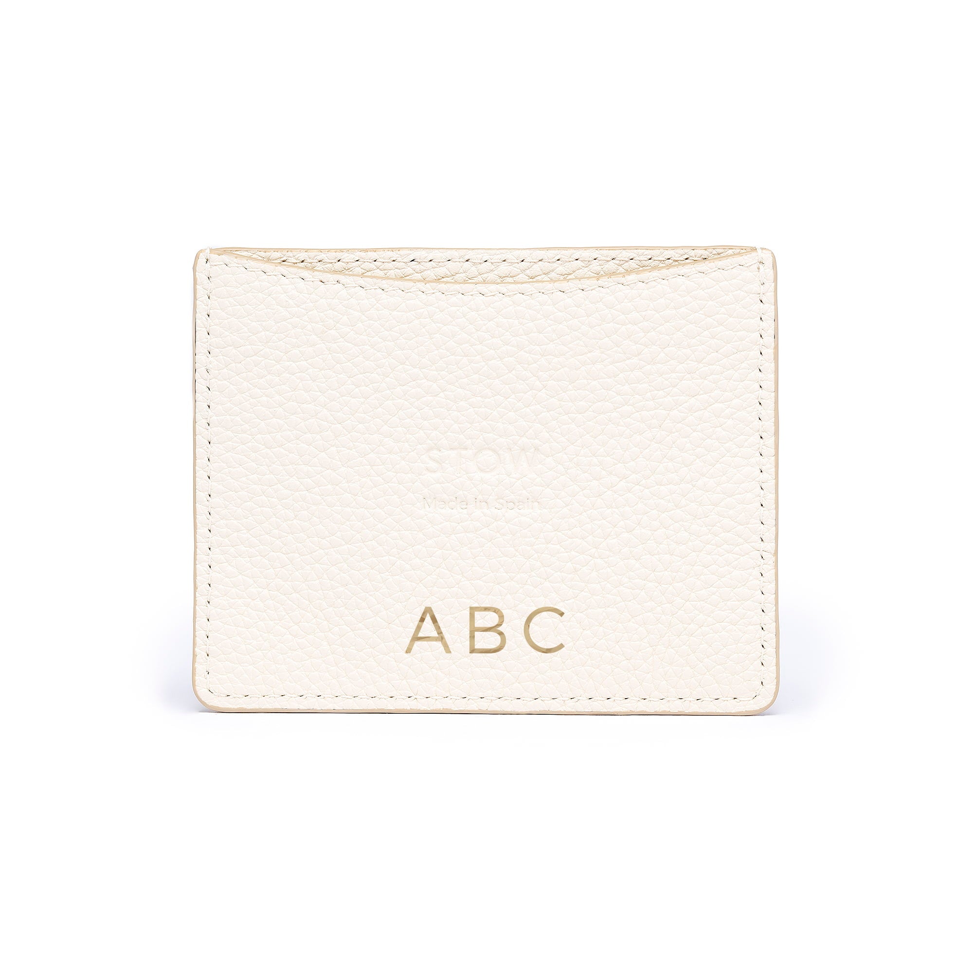 STOW London Leather Cardholder in Spring Moon colour with personalised initials.