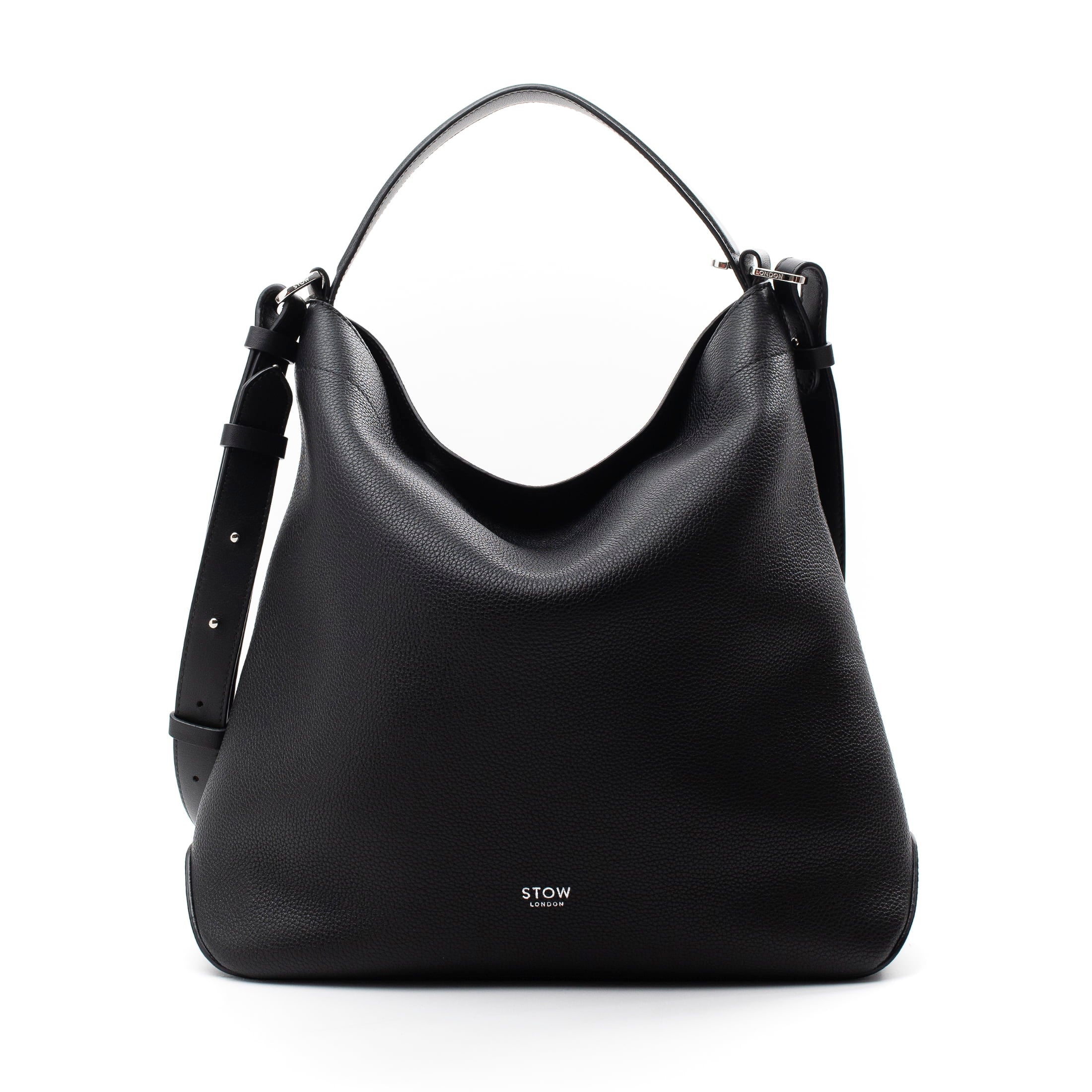 STOW London Curve Bag in Black leather