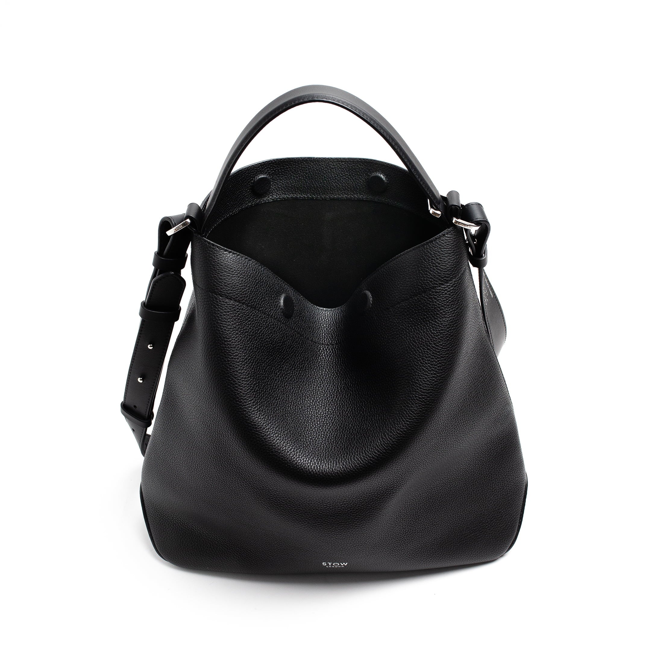 STOW London Curve Bag in Black leather