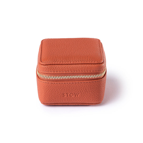 STOW Leather Hester Jewellery Case in Clay Orange colour.