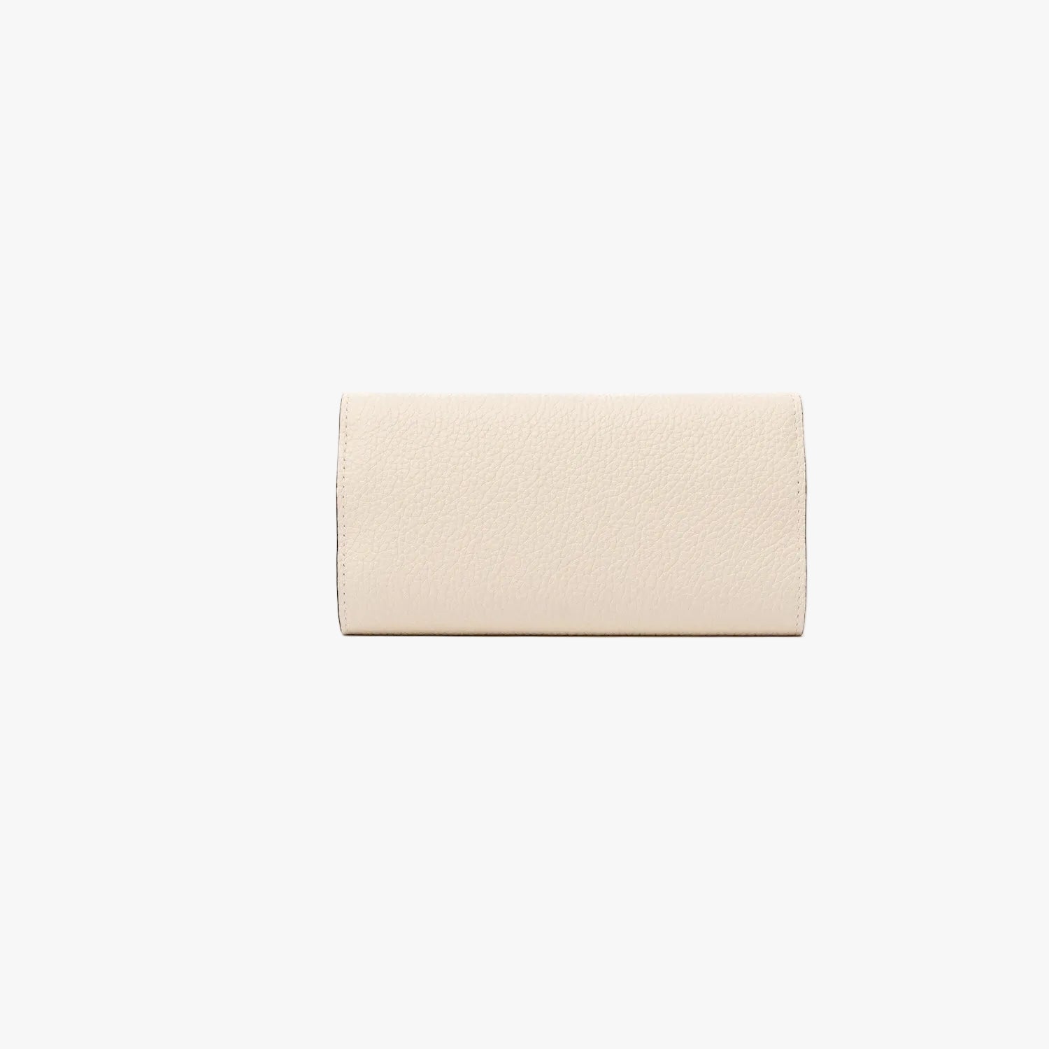 Back panel of STOW London's Jewellery Roll in Spring Moon pebbled leather on a light grey background