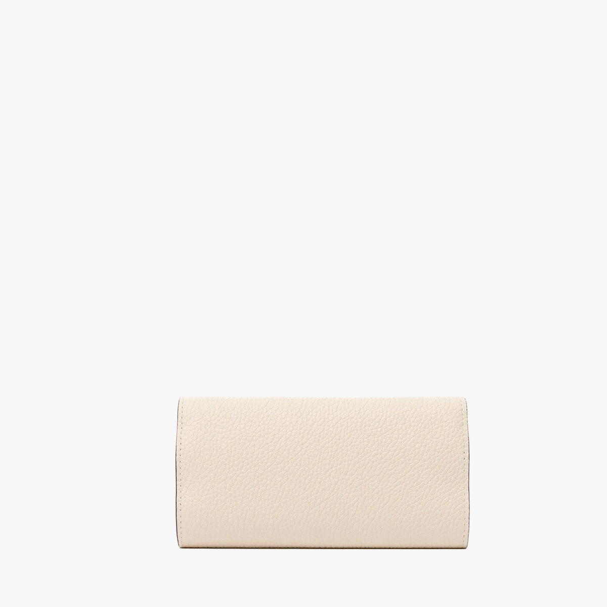 Back panel of STOW London's Jewellery Roll in Spring Moon pebbled leather on a light grey background
