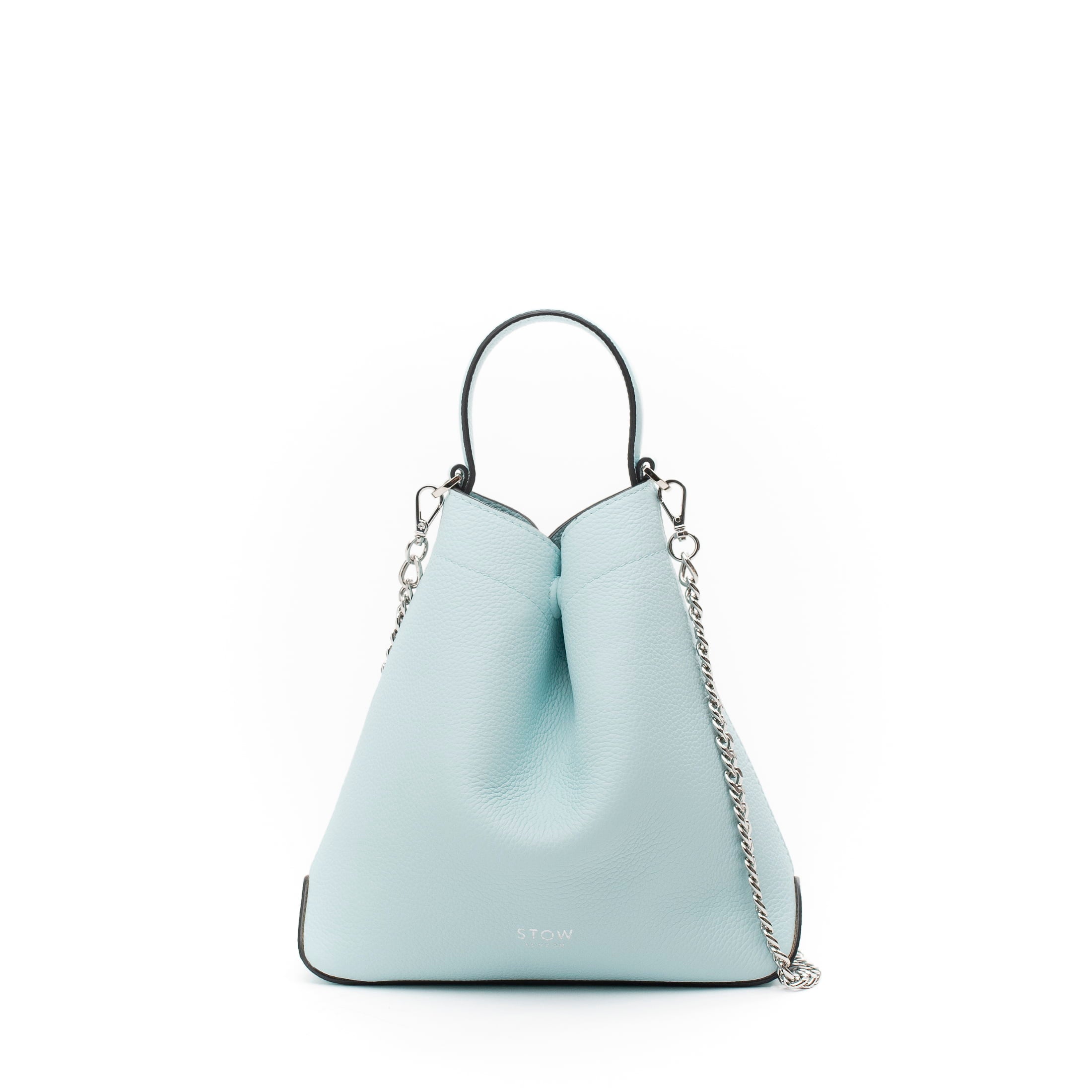STOW London Mini Curve Bag in Celeste leather