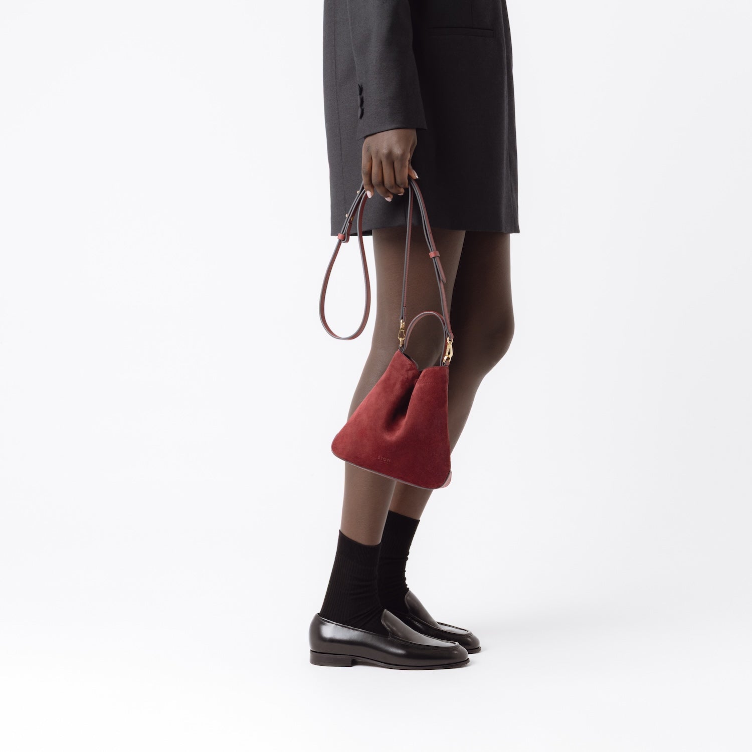 Mini Curve Leather Crossbody Strap