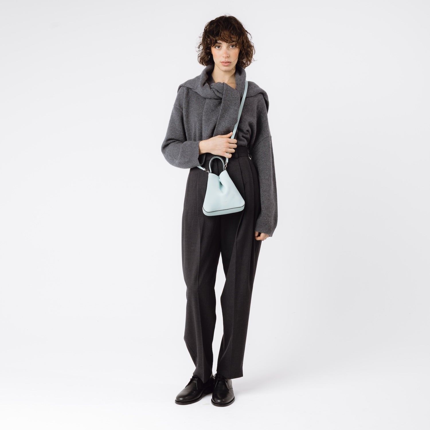 Mini Curve Leather Crossbody Strap