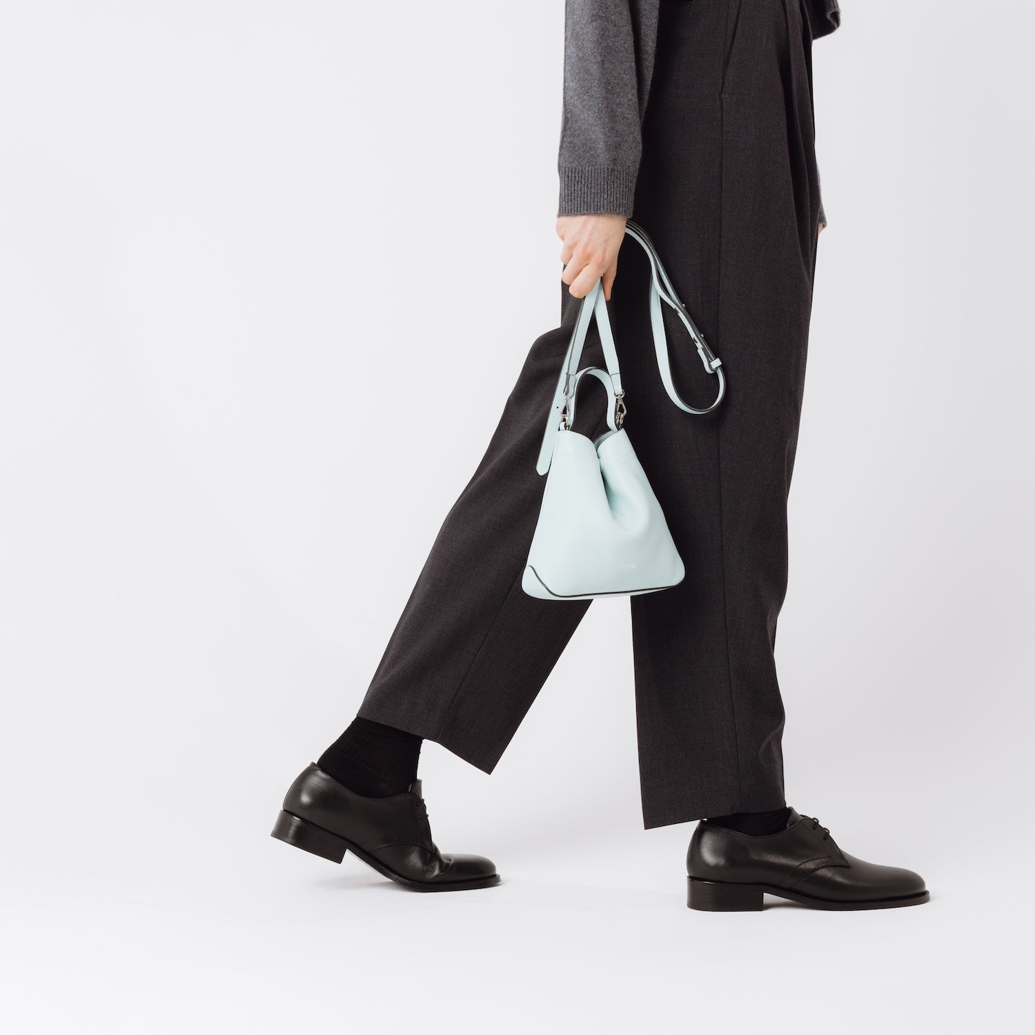 Mini Curve Leather Crossbody Strap