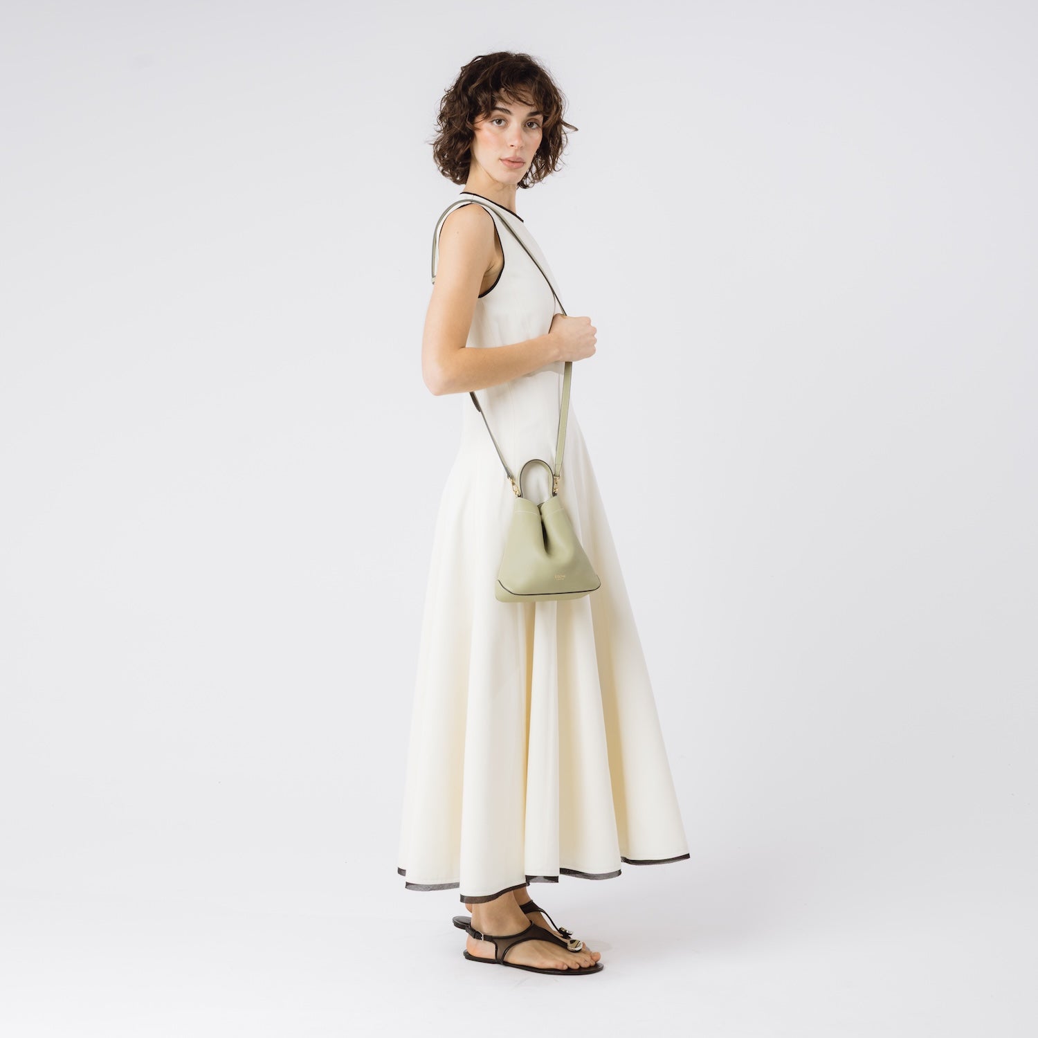 Mini Curve Leather Crossbody Strap