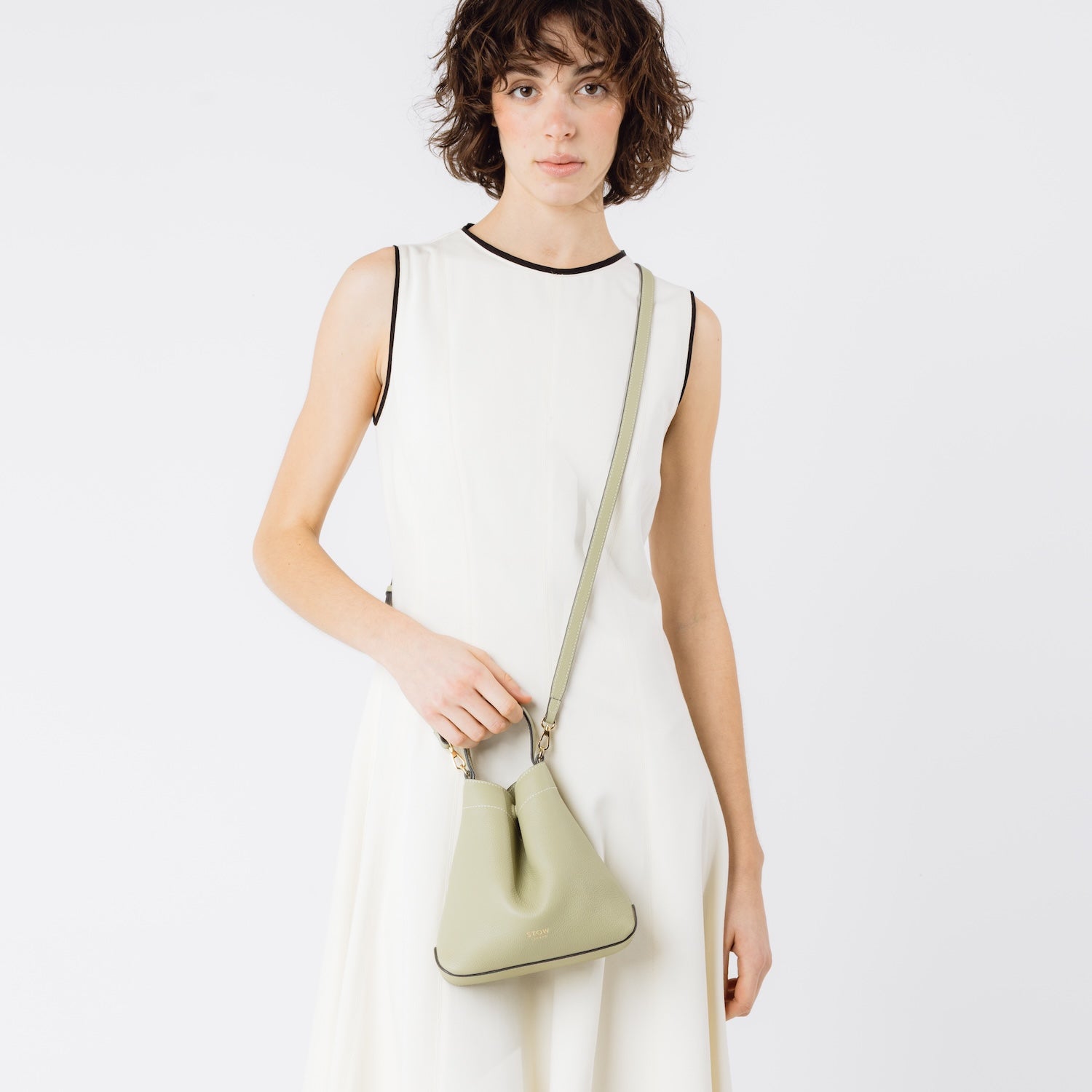 Mini Curve Leather Crossbody Strap