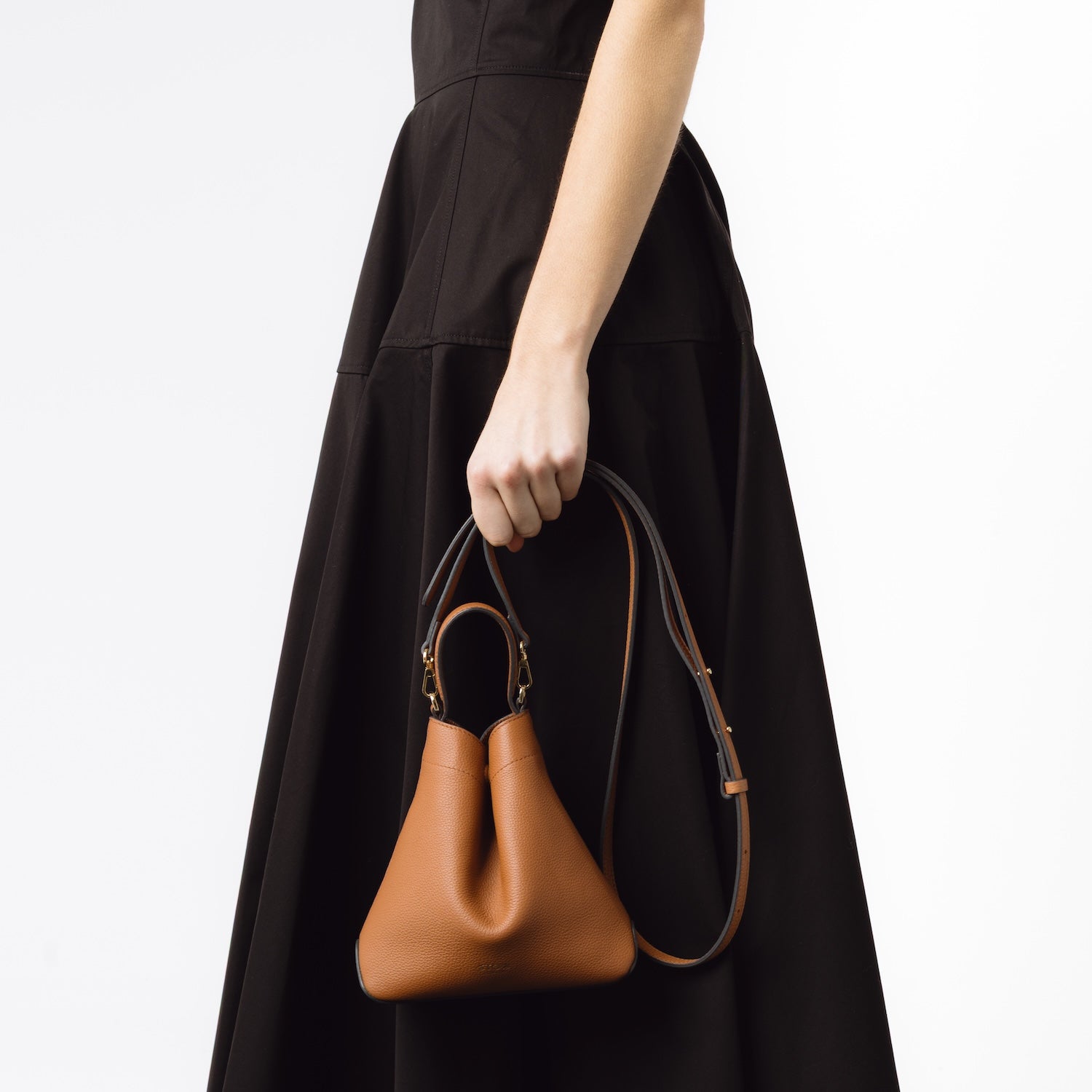 Mini Curve Leather Crossbody Strap