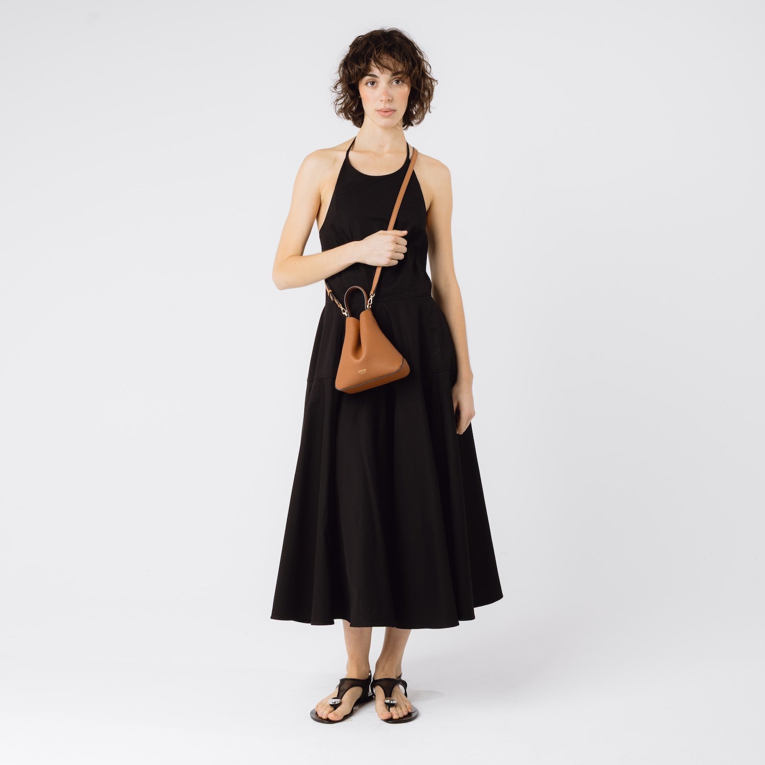 Mini Curve Leather Crossbody Strap