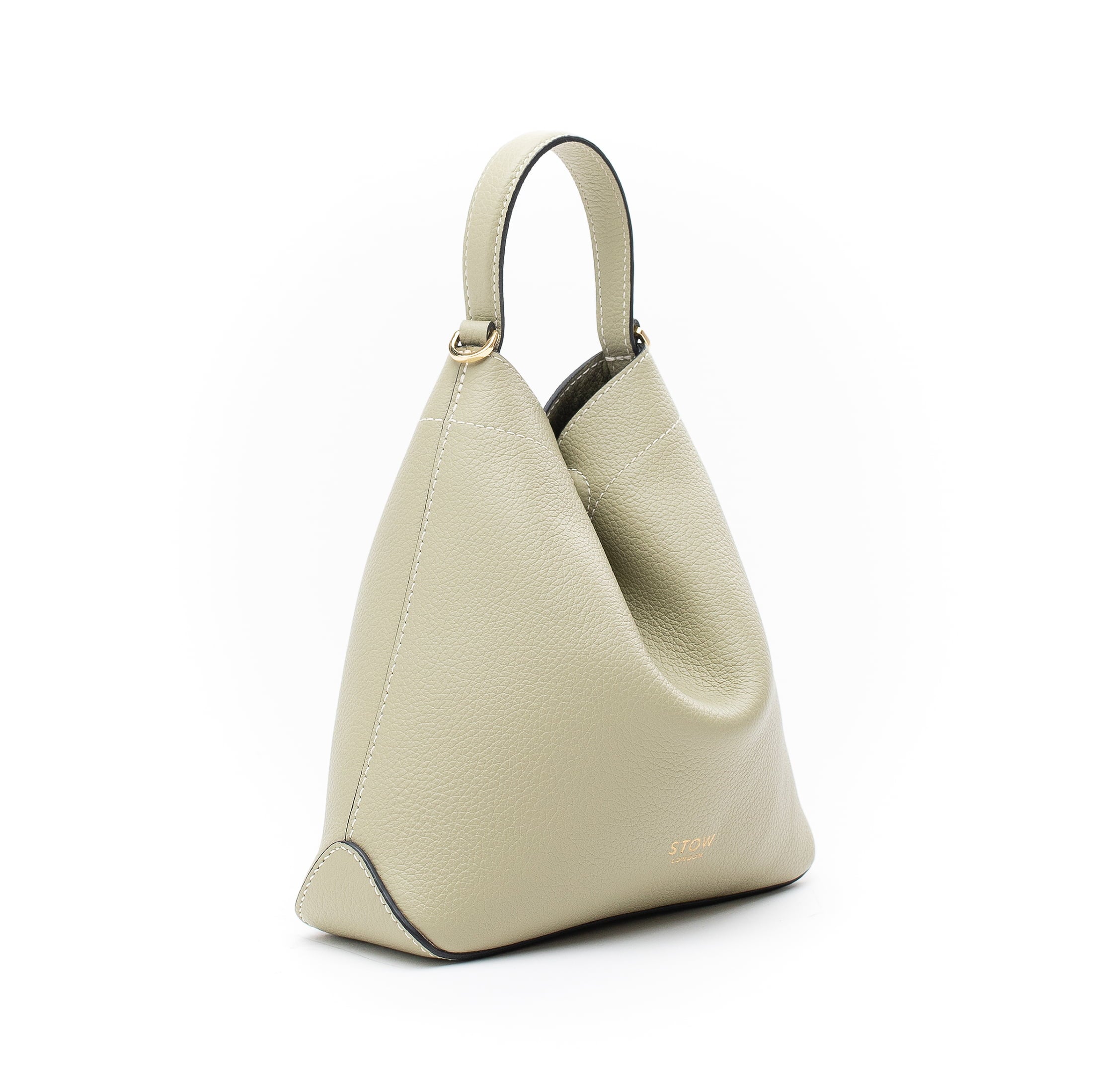 STOW London Mini Curve Bag in Pale Green leather