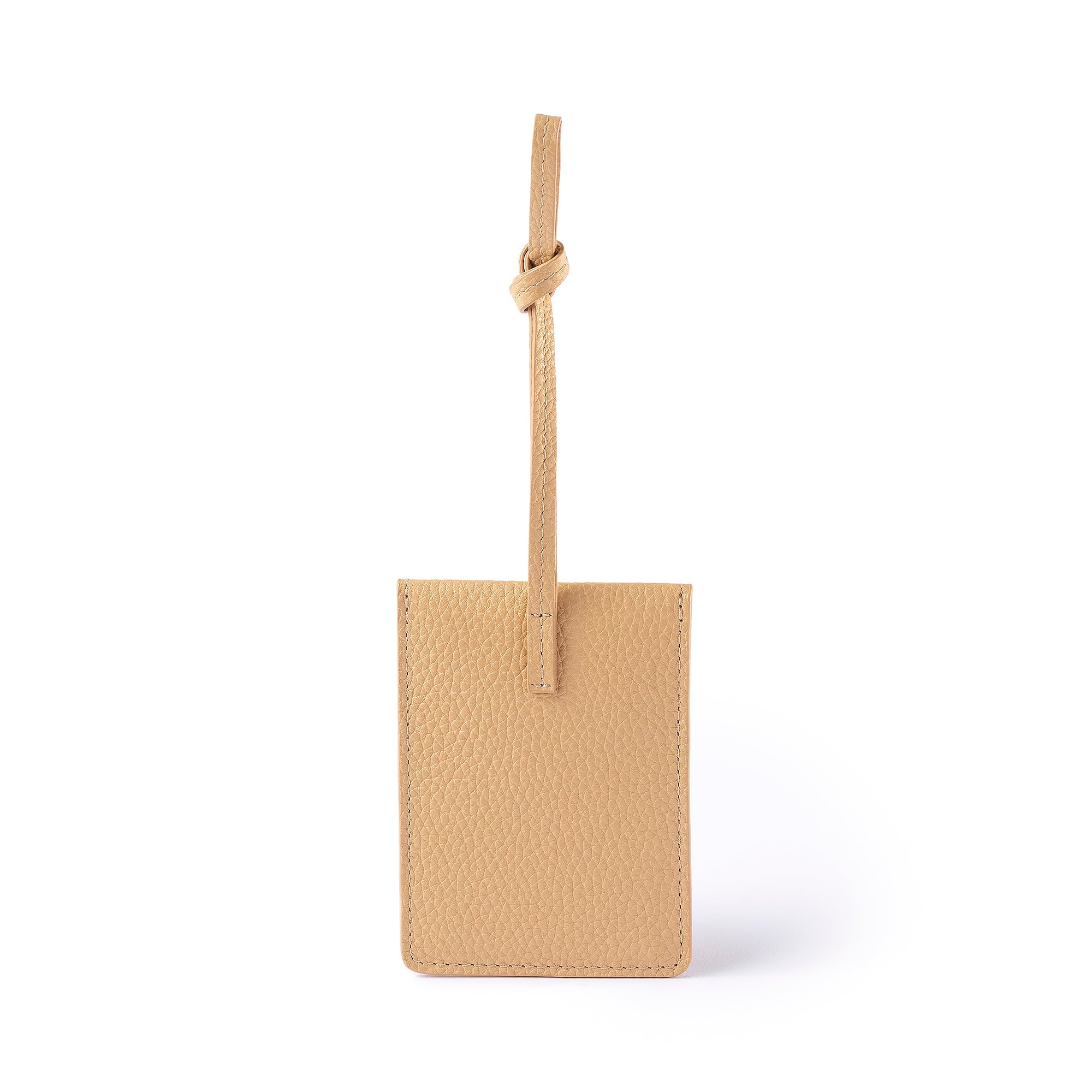 STOW London Leather Multi Tag in Almond pebbled leather.