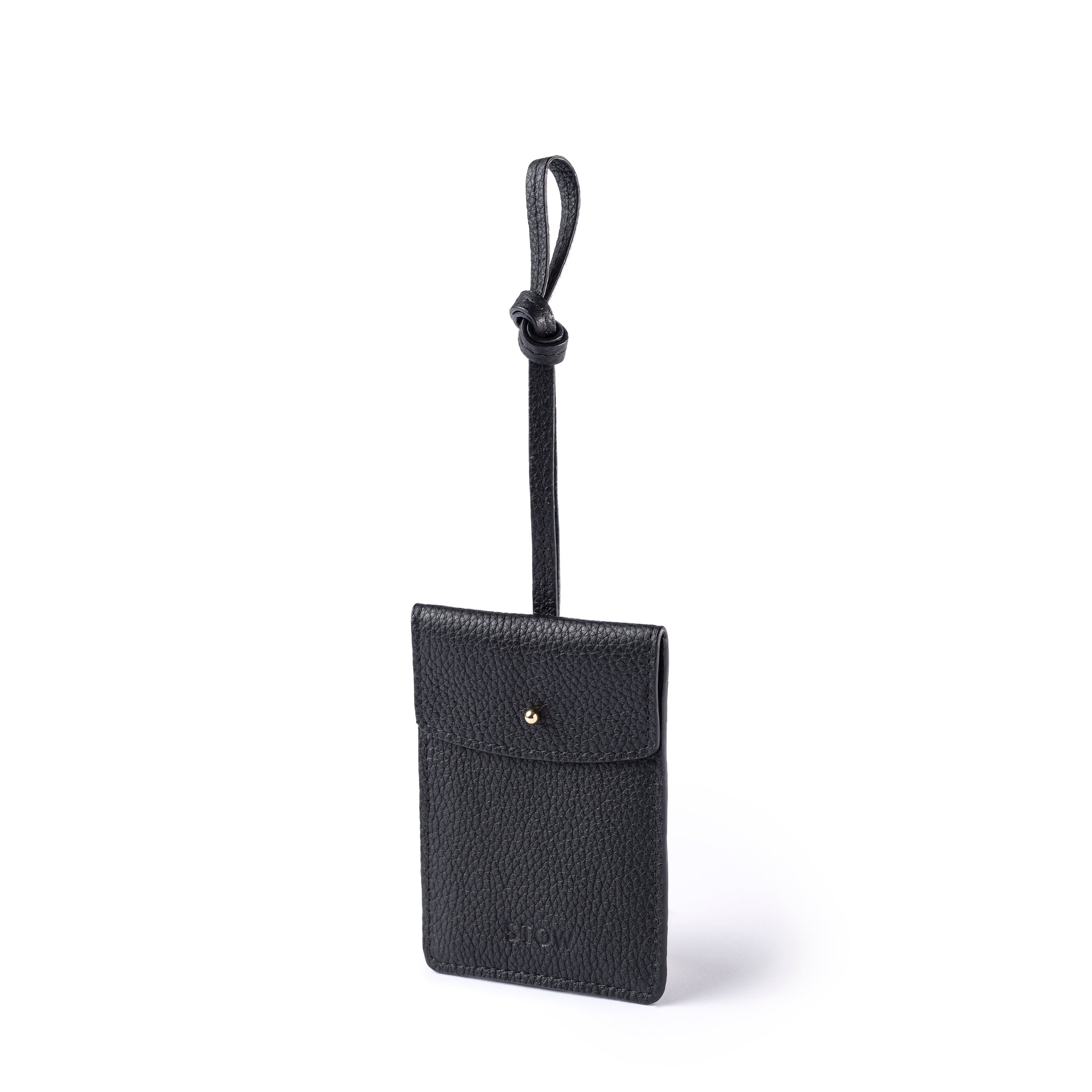STOW London Multi Tag in Black leather
