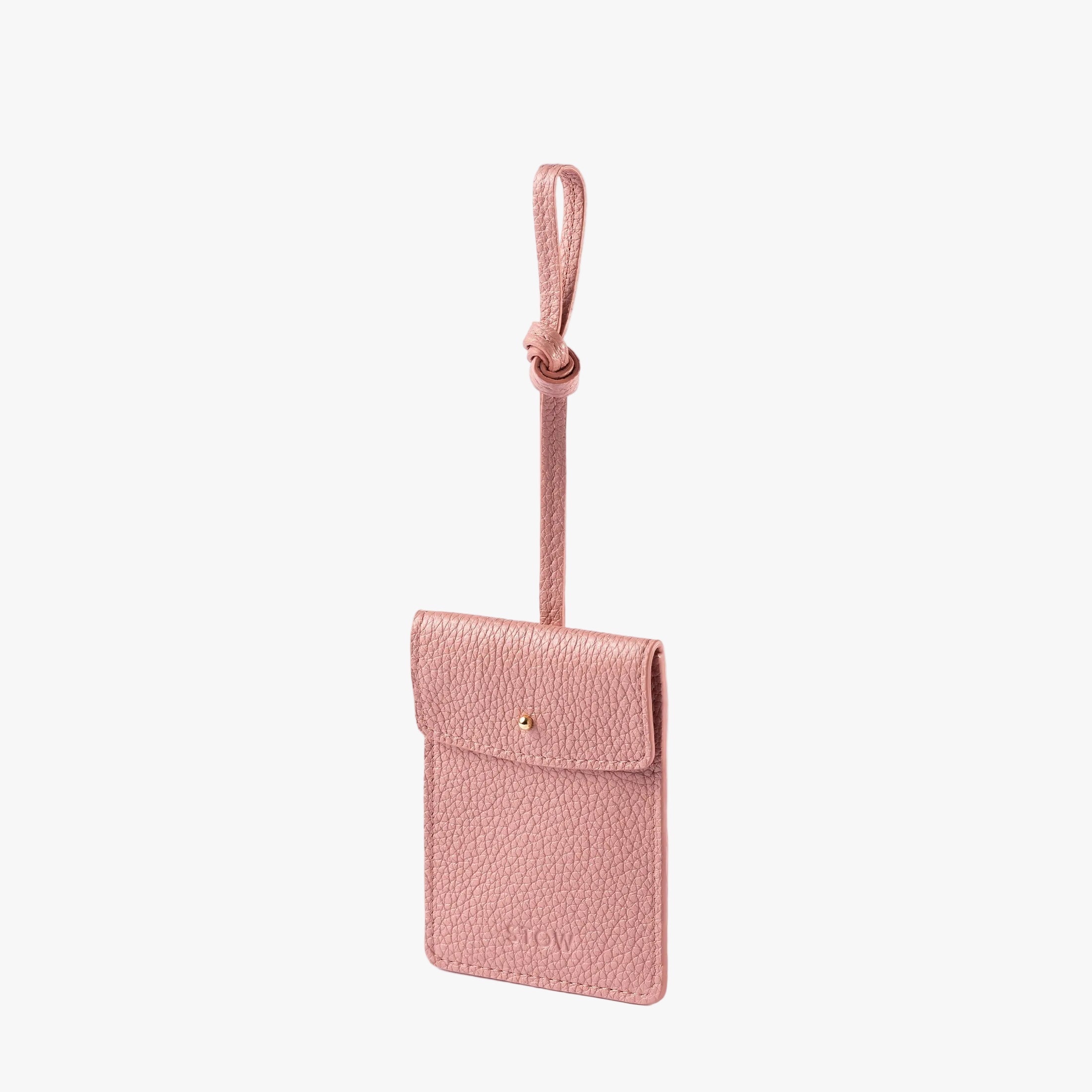 STOW London Leather Multi Tag in Hazy Blush pebbled leather.