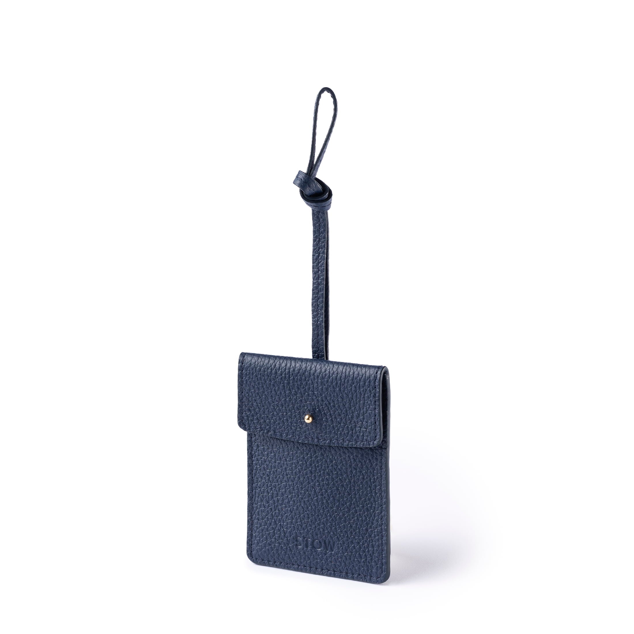 STOW London Leather Multi Tag in Navy pebbled leather