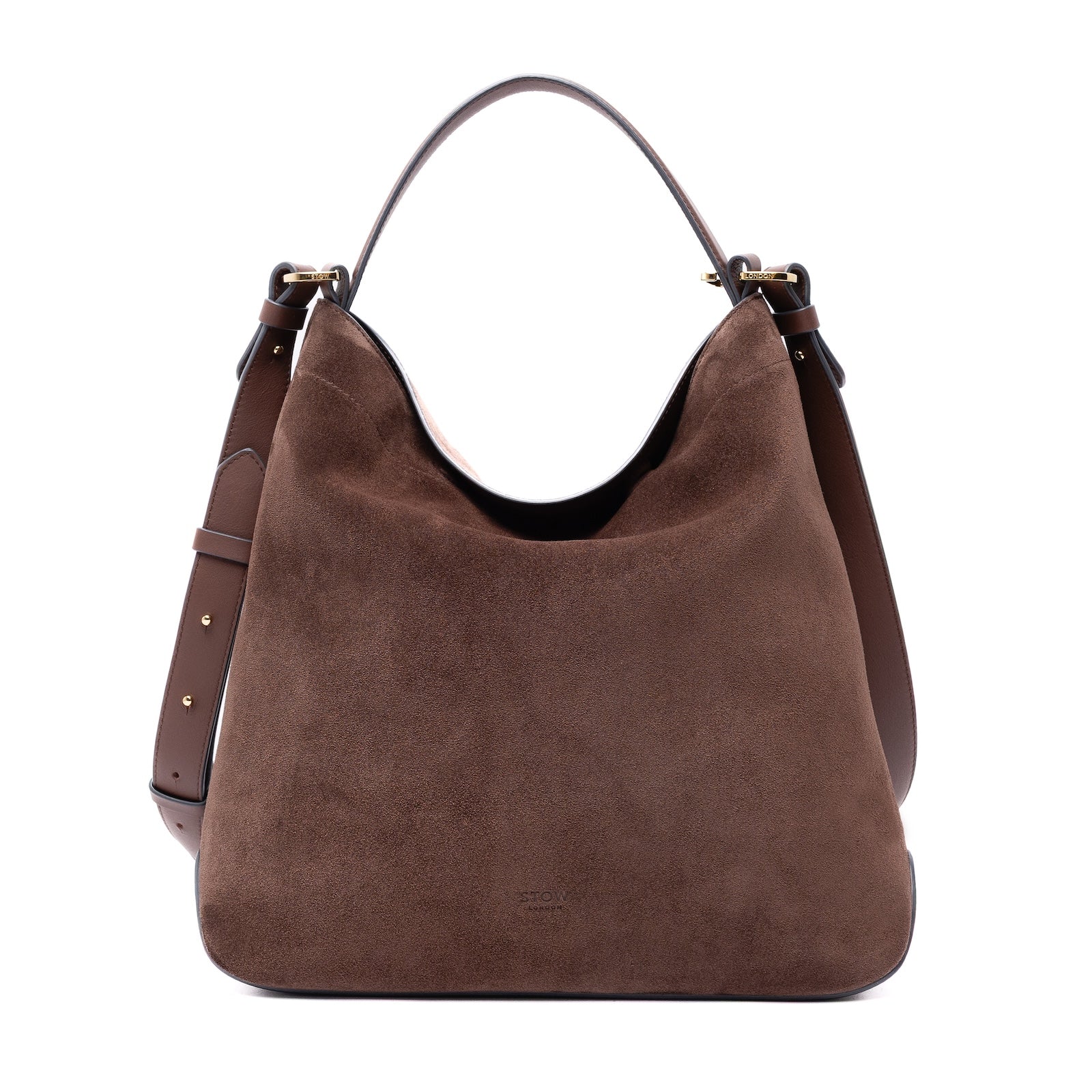 Curve Bag in Chocolate Suede Leather from STOW London