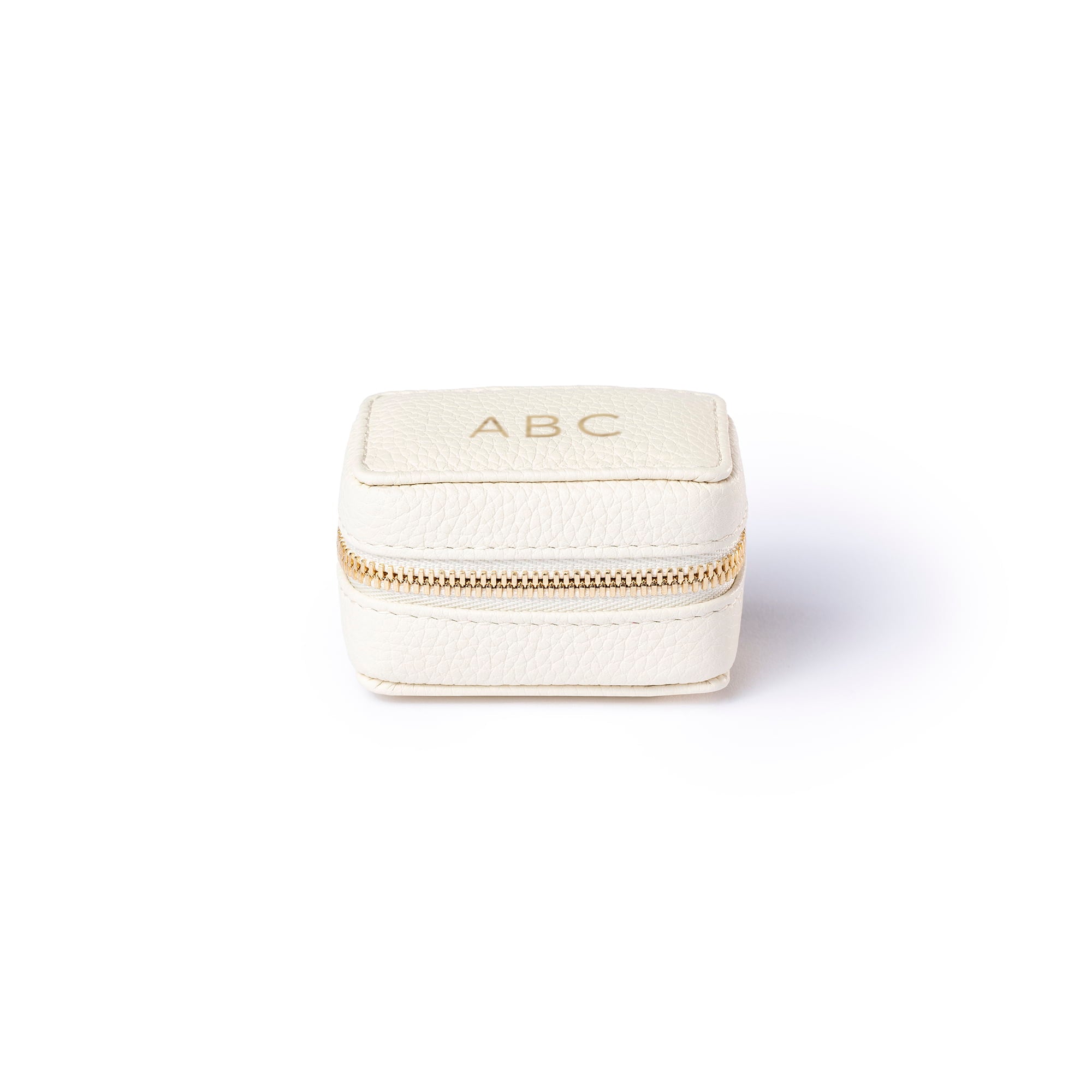STOW London Mini Essentials Case in Spring Moon leather with personalisation on top