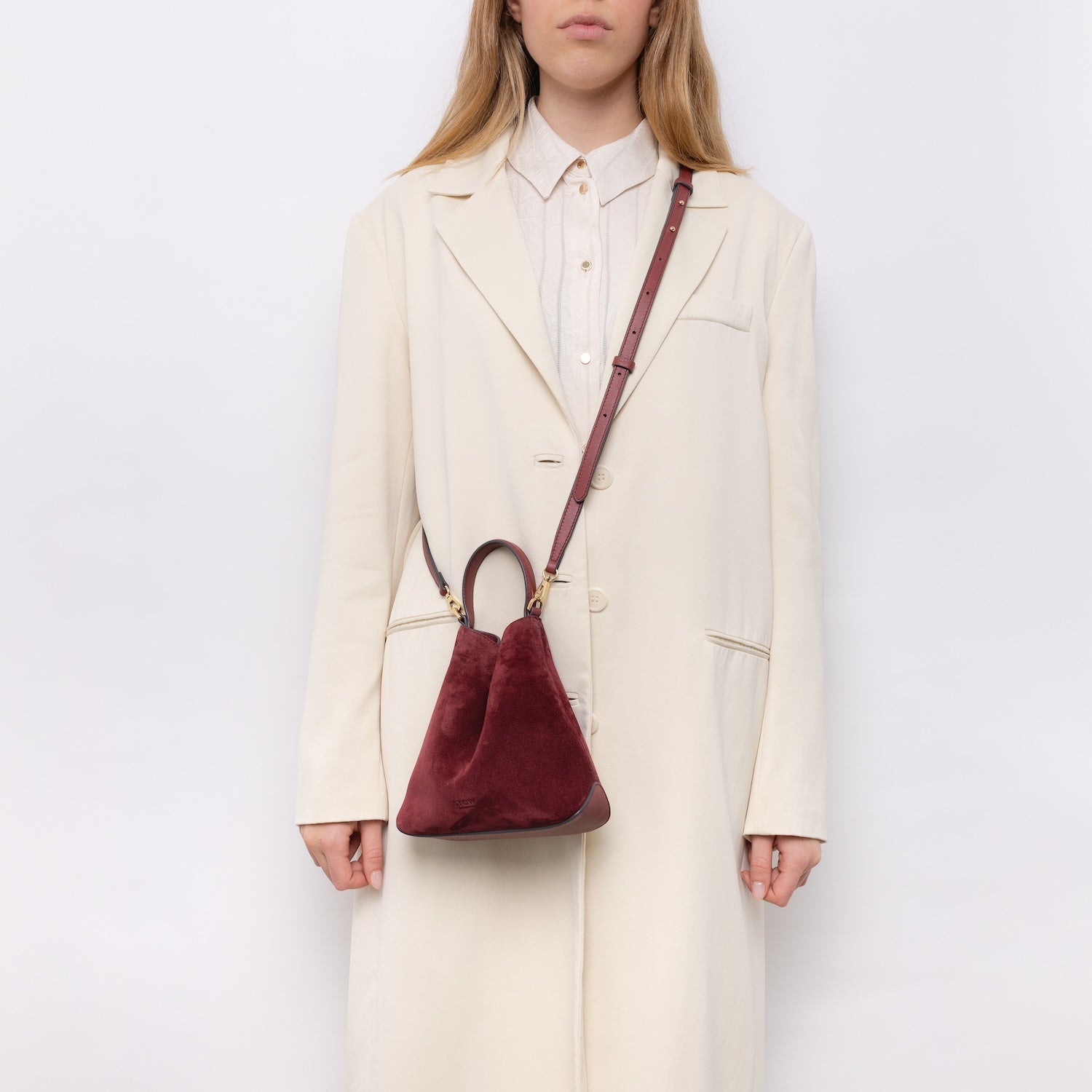 Mini Curve Leather Crossbody Strap