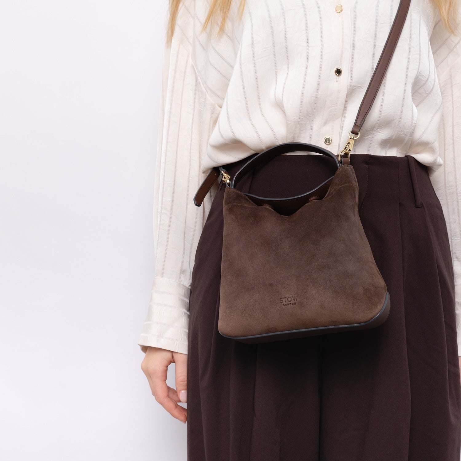 Mini Curve Leather Crossbody Strap