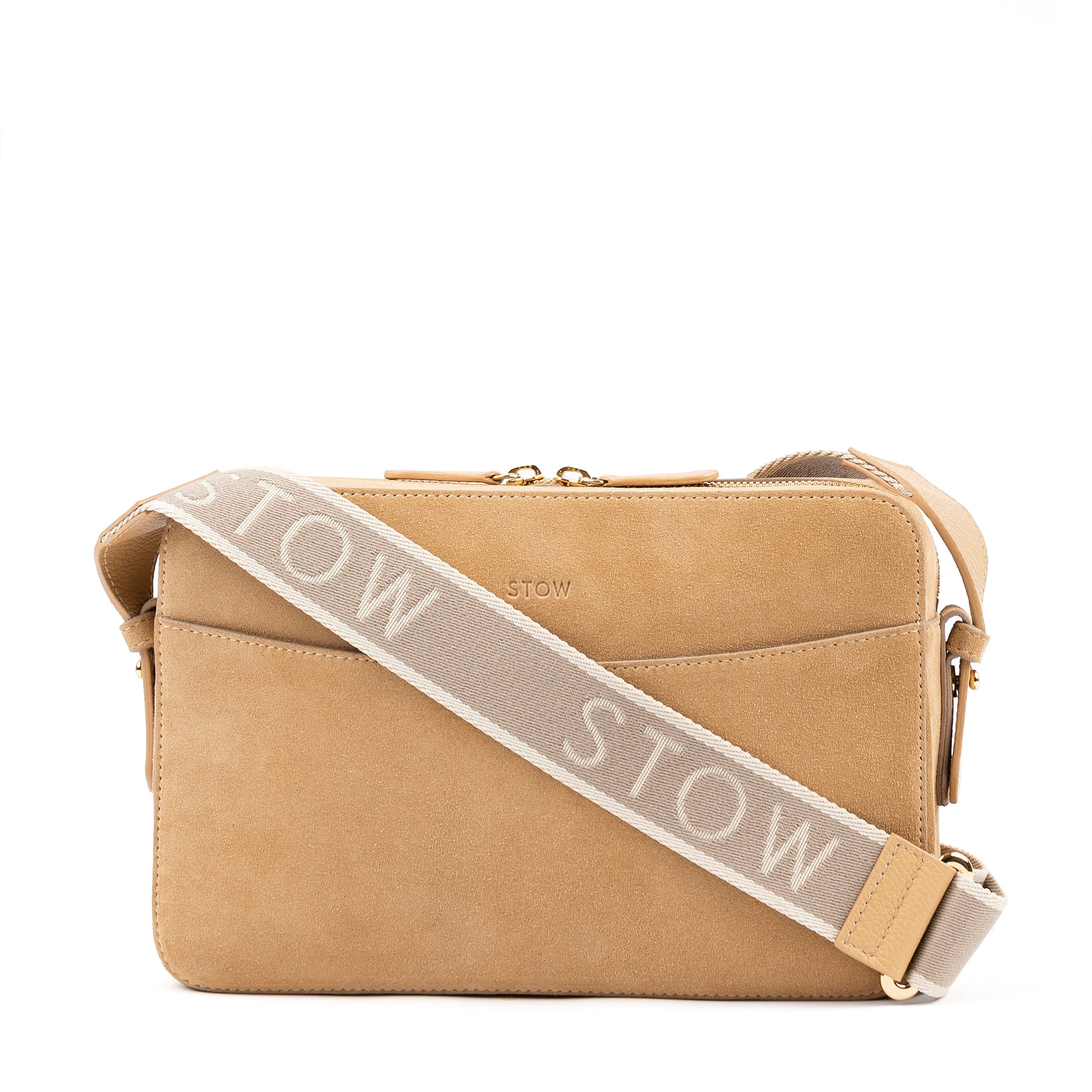 Soft Sand Suede Nastro Large Camera Bag