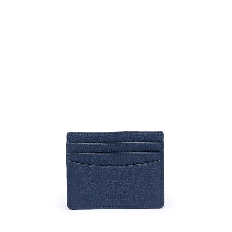 STOW London Leather Cardholder in Navy colour.