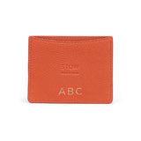 STOW Leather Cardholder in Clay Orange colour with personalised initials.