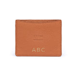 STOW Leather Cardholder in Earth Tan colour with personalised initials.