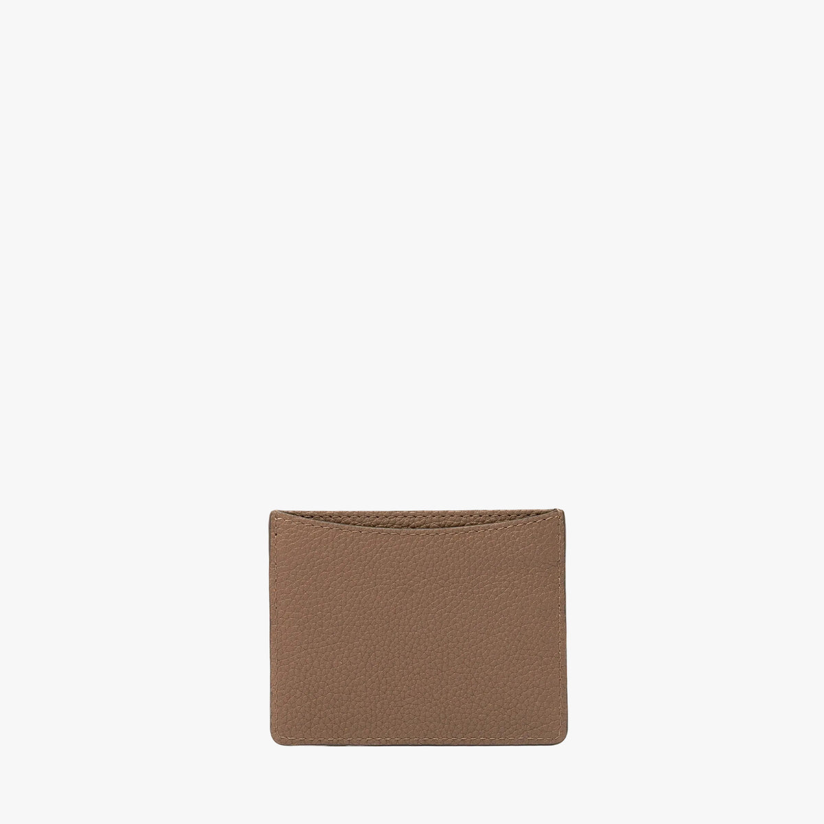Back panel of STOW London's Cardholder in Mocha pebbled leather on a light grey background 