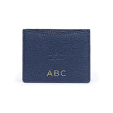 STOW Leather Cardholder in Navy colour with personalised initials.