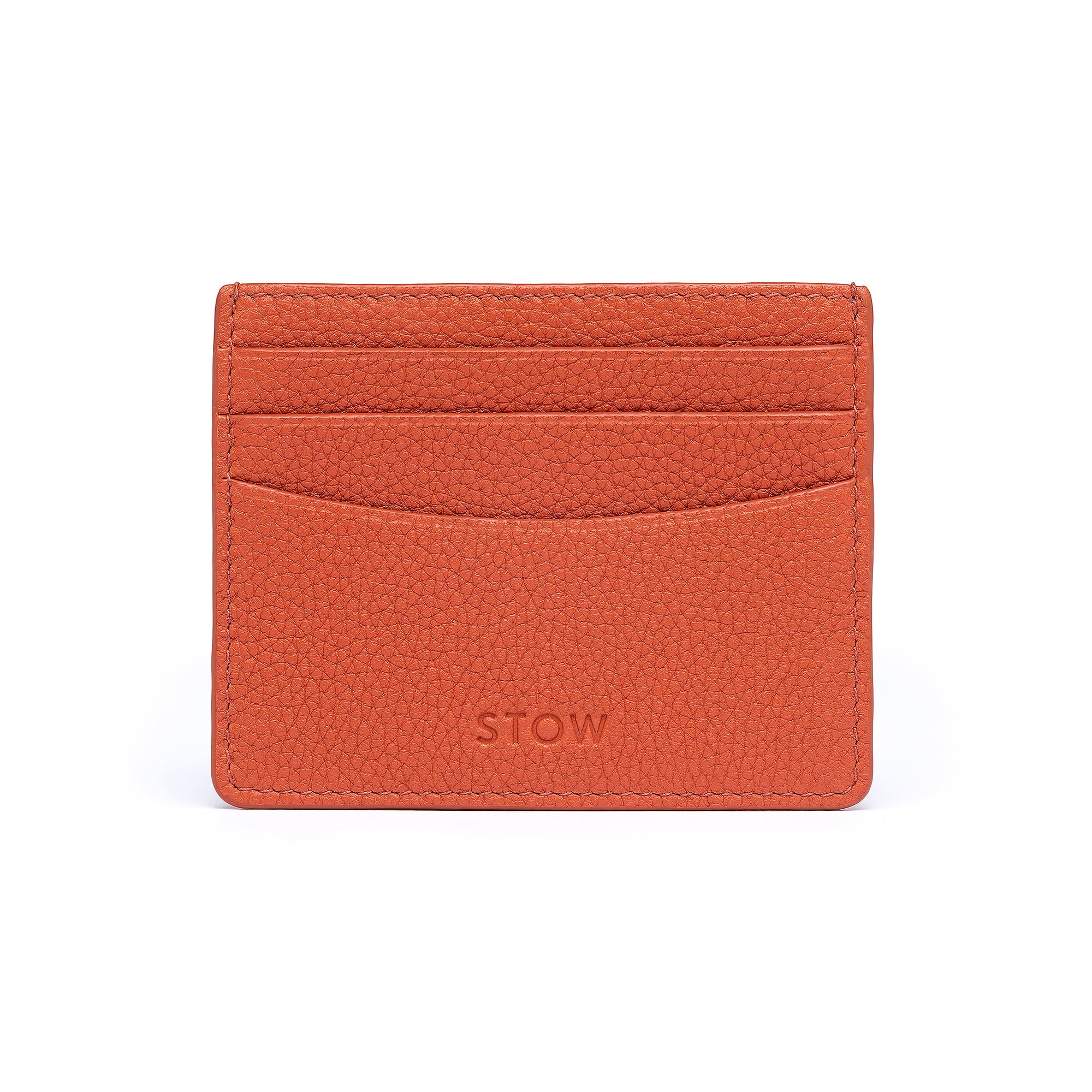 STOW Leather Cardholder in Clay Orange colour.