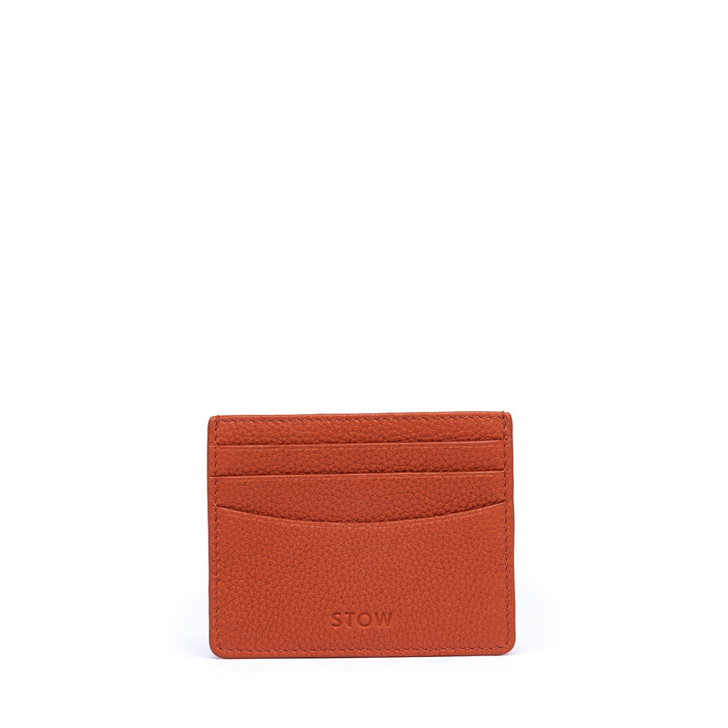STOW London Leather Cardholder in Clay Orange