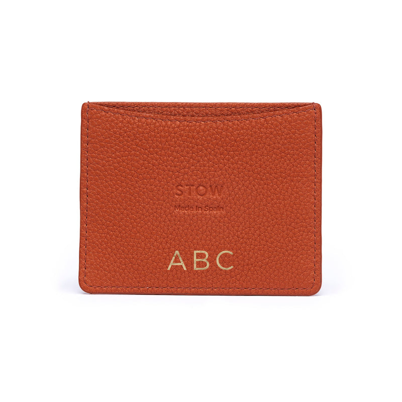 STOW London Leather Cardholder in Clay Orange