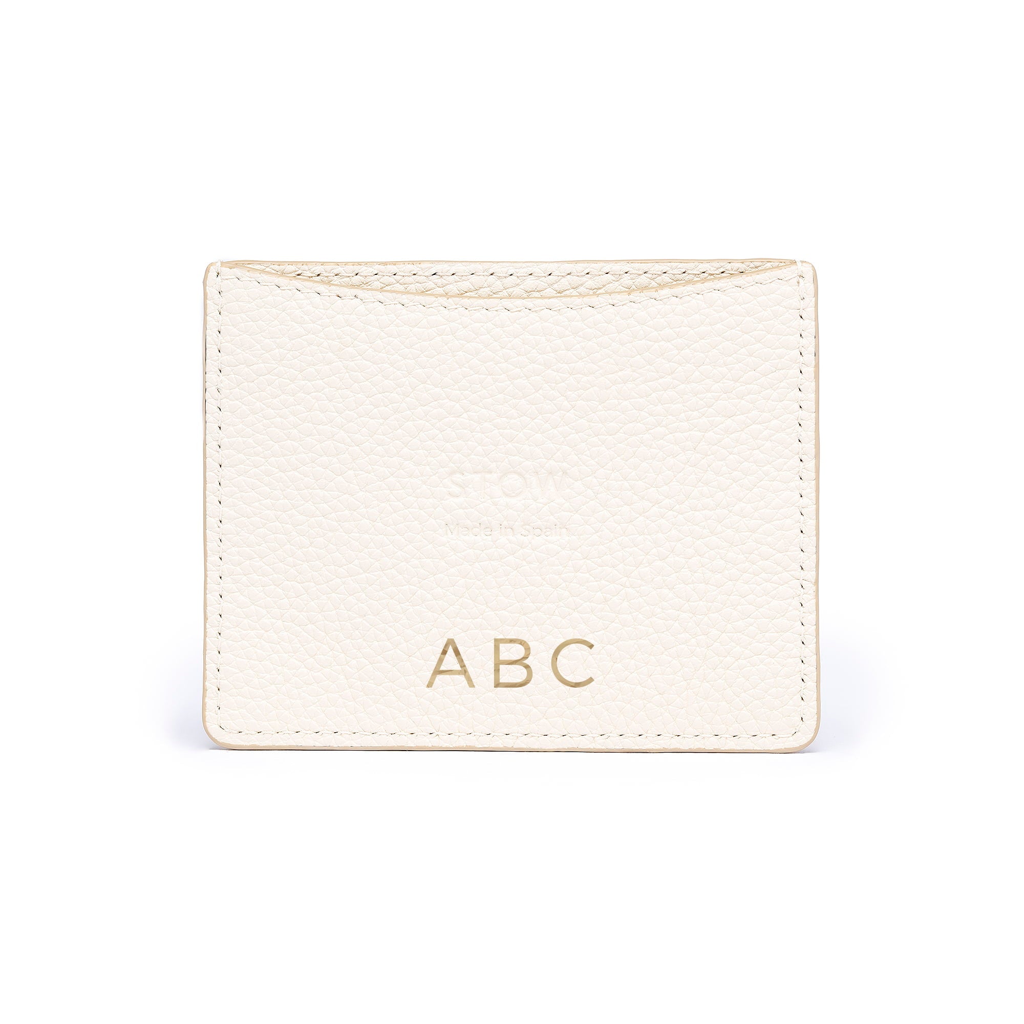 STOW Leather Cardholder in Spring Moon colour with personalised initials.