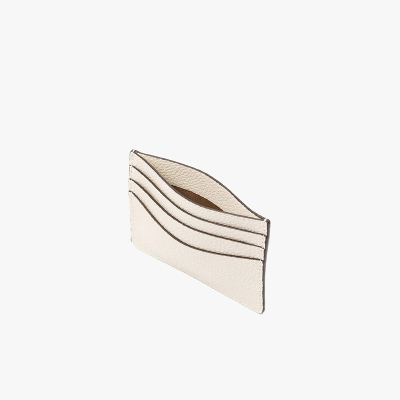 STOW London's Cardholder in Spring Moon pebbled leather on a light grey background