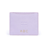 STOW Leather Cardholder in Wild Lavender colour with personalised initials.