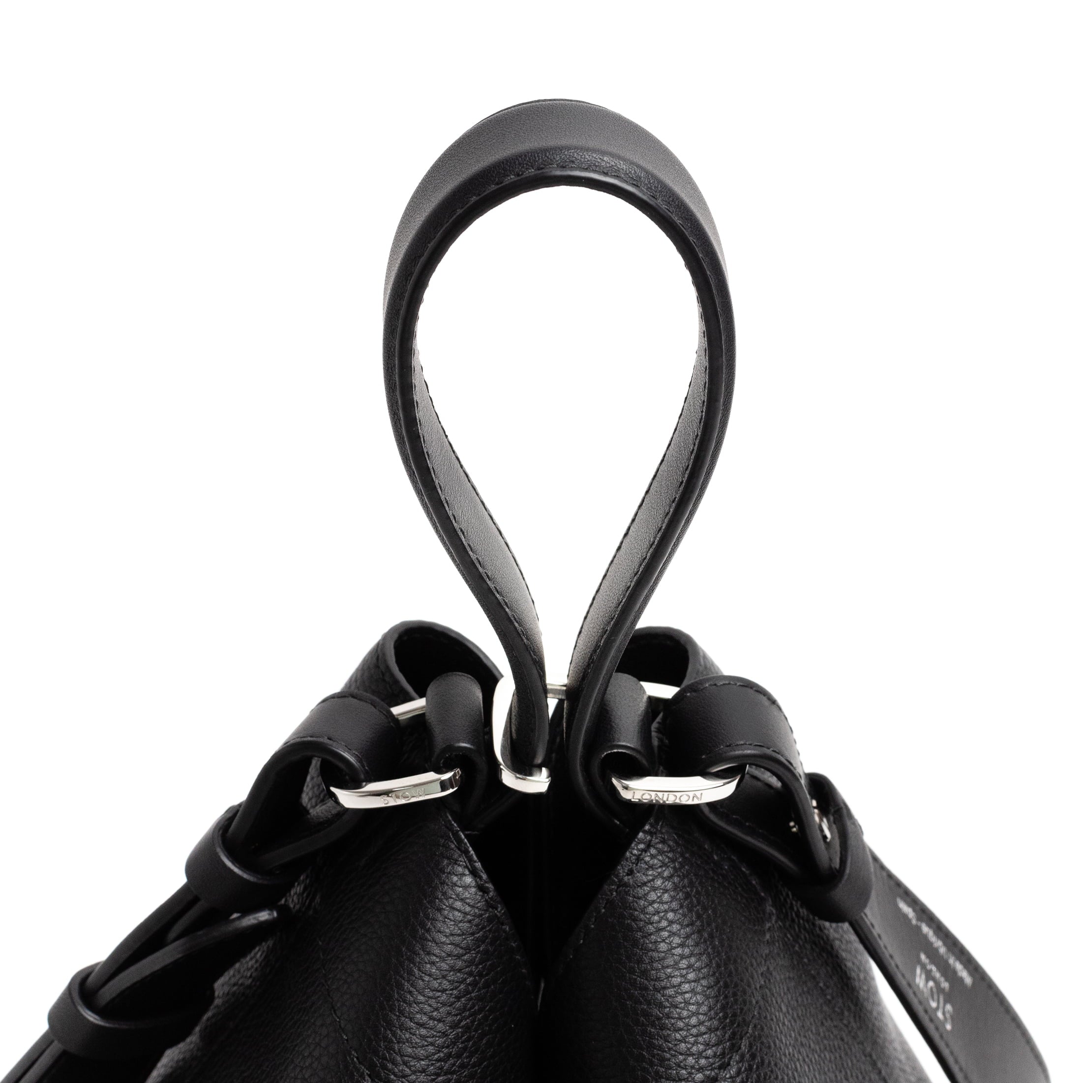 STOW London Curve Bag in Black leather