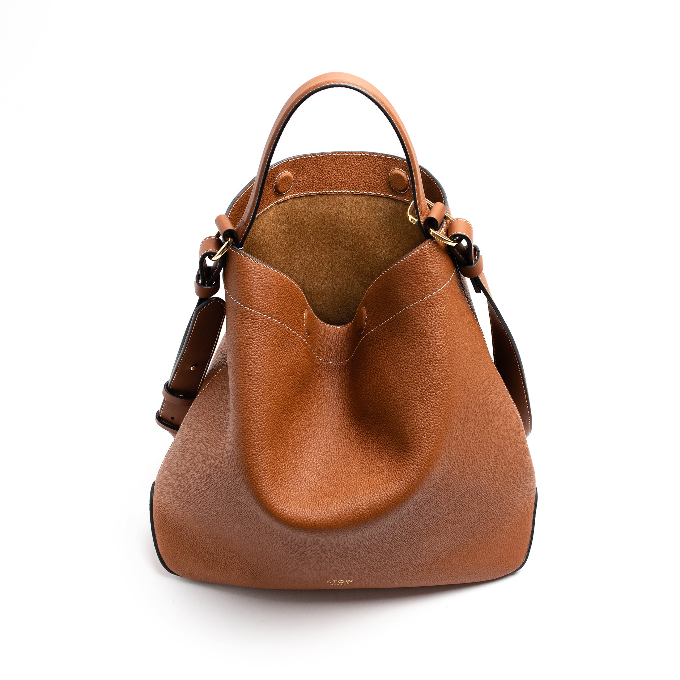 STOW London Curve Bag in Earth Tan leather