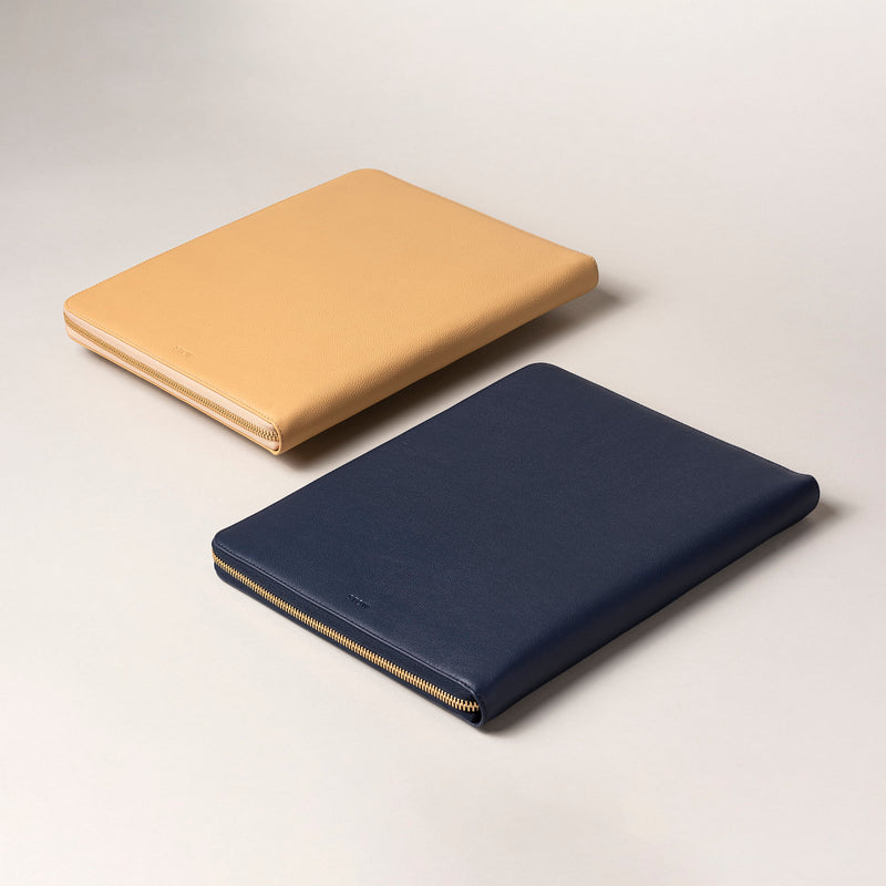 tech folio leather navy and almond