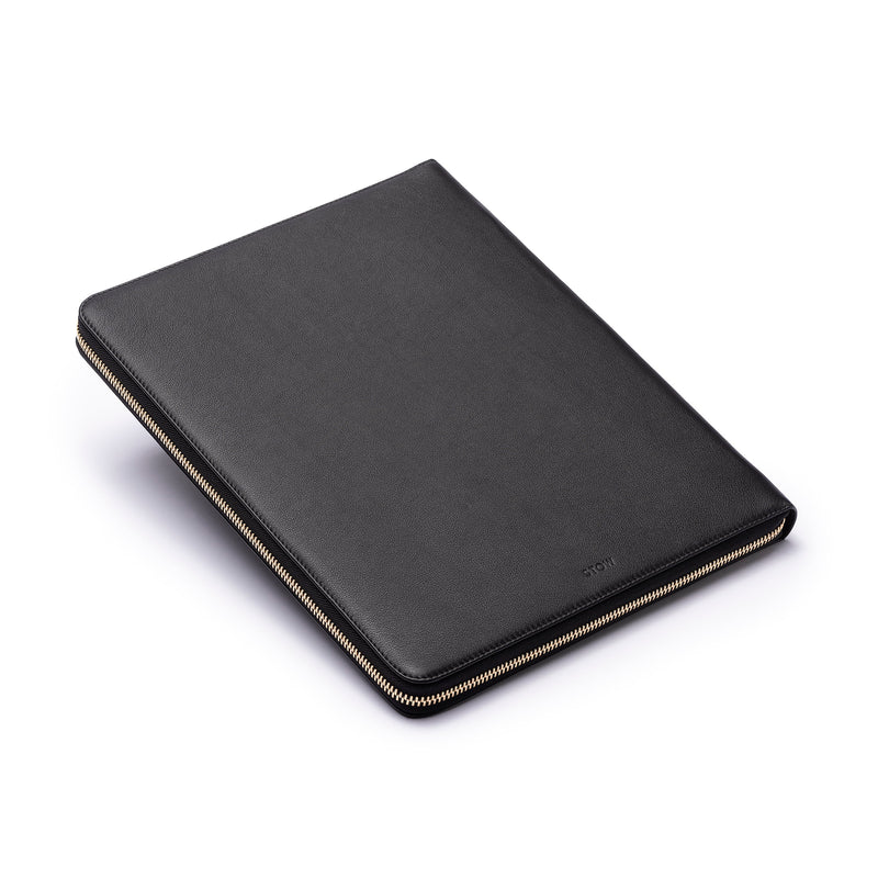 STOW London Executive Folio tech case in Black leather