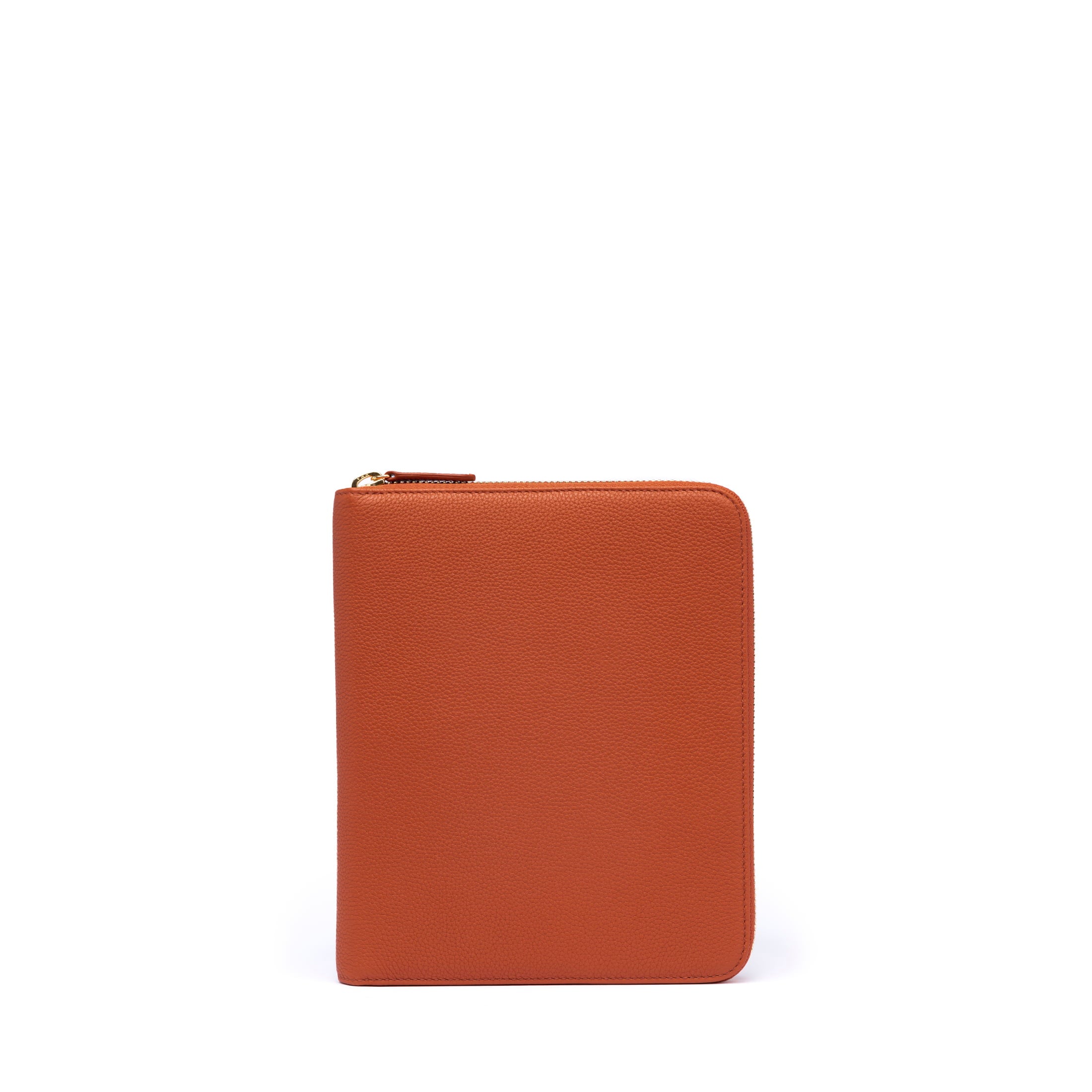 STOW London First Class Folio tech case in Clay Orange leather 