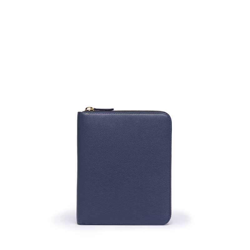 STOW London First Class Folio tech case in Navy leather 