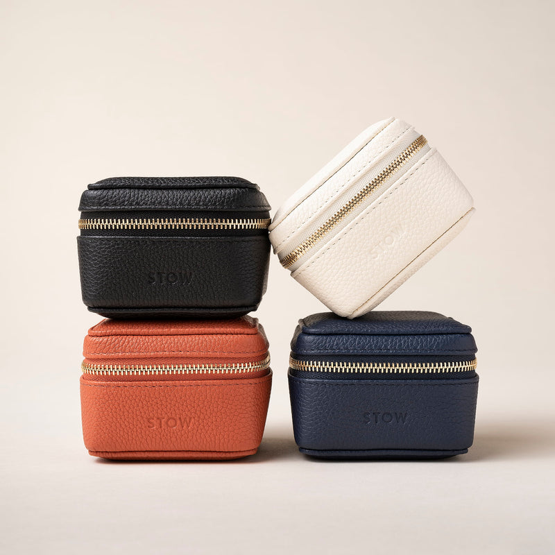 STOW London Hester Essentials Case in four colours, Black, Clay Orange, Spring Moon and Navy