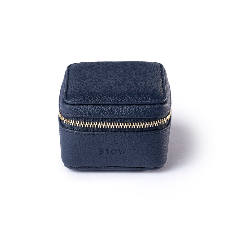 STOW Leather Hester Jewellery Case in Navy colour.