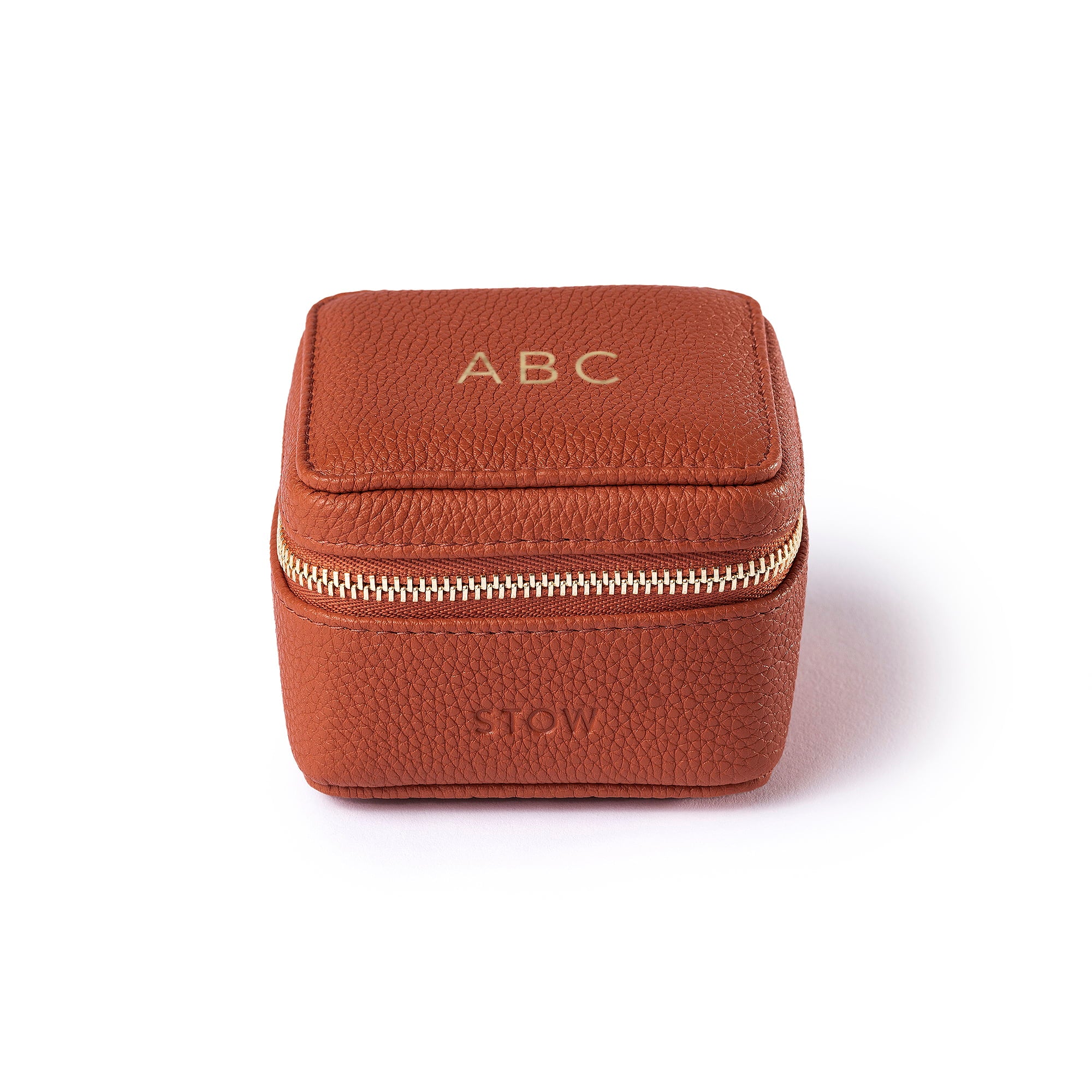 STOW London Hester Essentials Case in Clay Orange leather with personalised initials