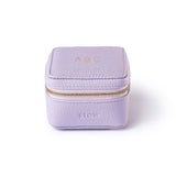 STOW Leather Hester Essentials Case in Wild Lavender colour with personalised initials on the top.