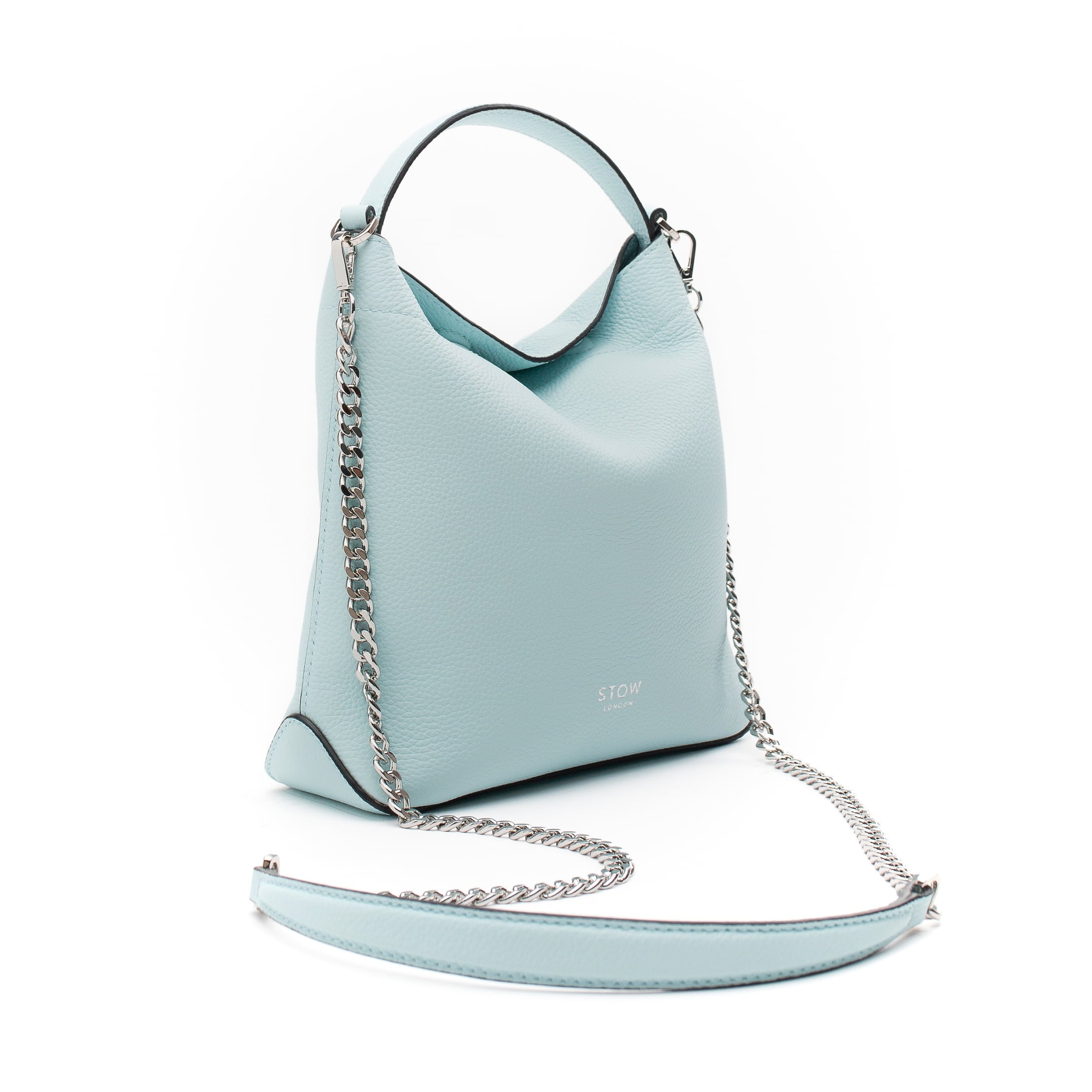 STOW London Mini Curve Bag in Celeste leather