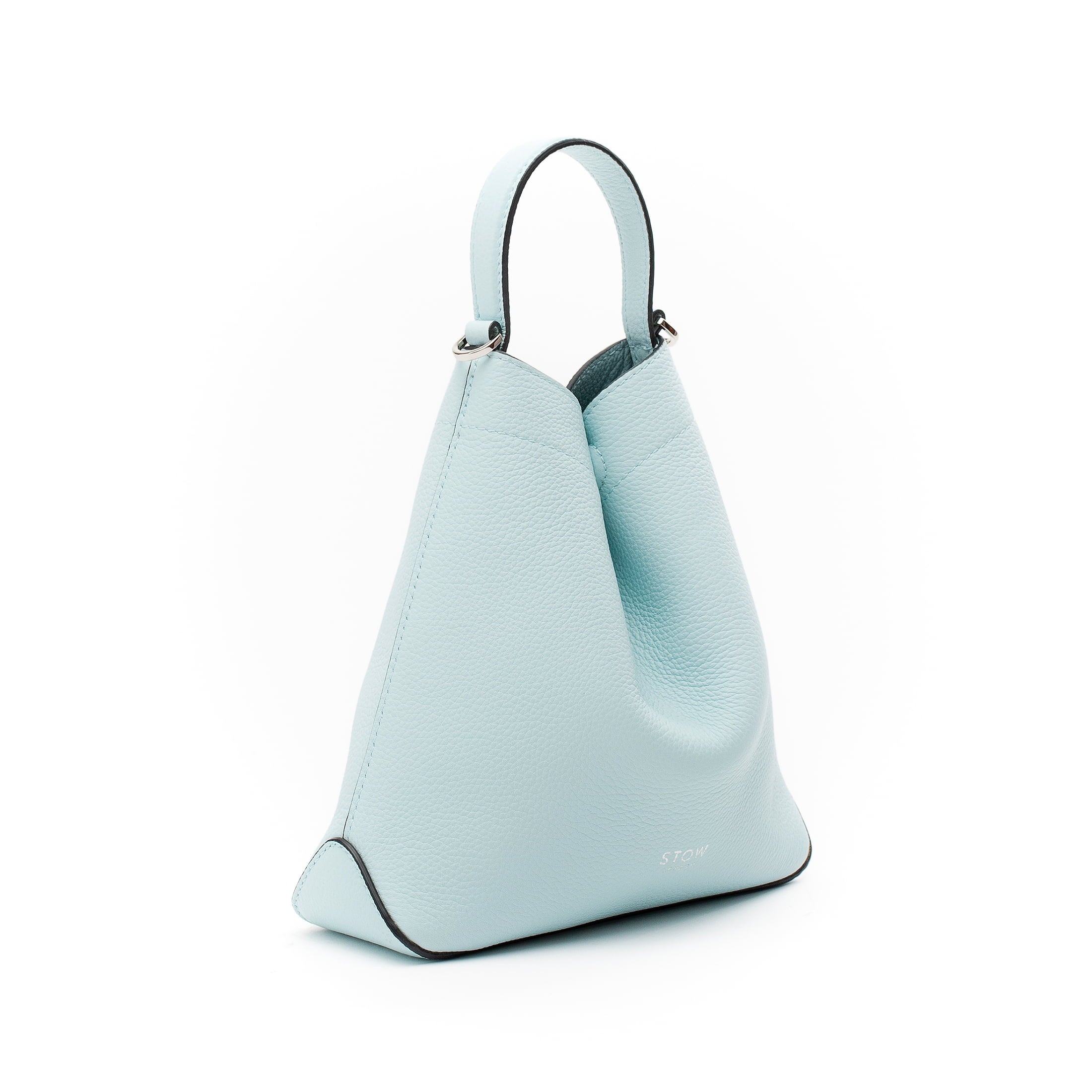 STOW London Mini Curve Bag in Celeste leather