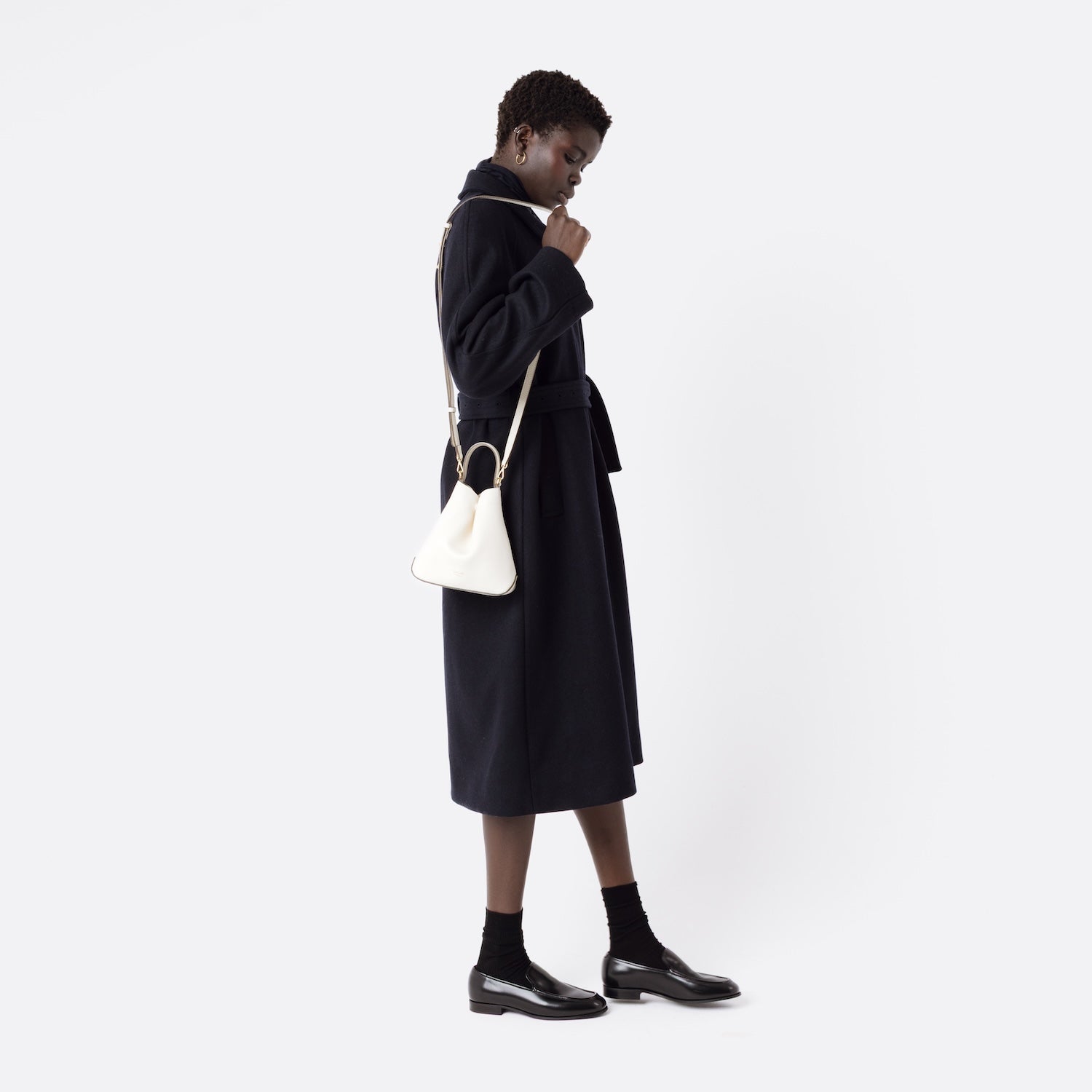 Mini Curve Leather Crossbody Strap